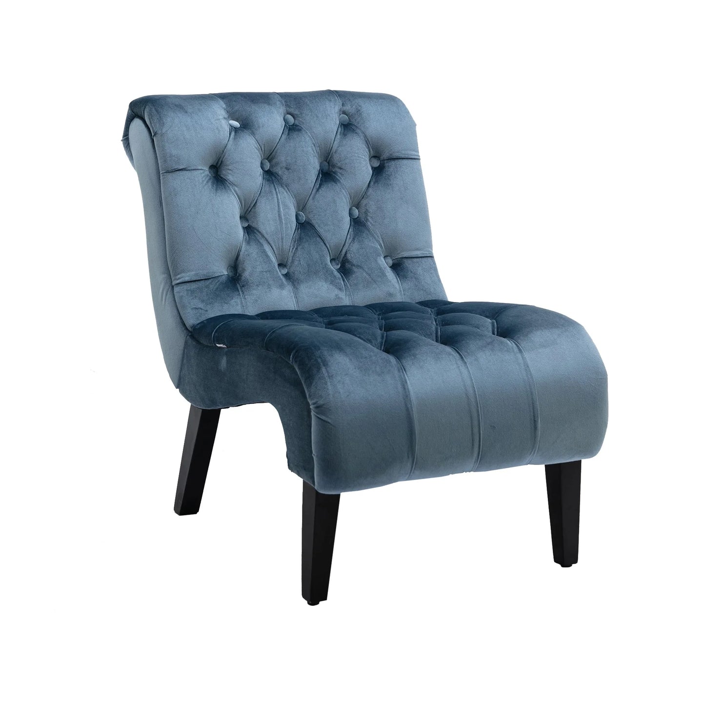 COOLMORE Modern Velvet Armless Accent Living Room Chair / Leisure Chair, Upholstered Fabric Button Comfortable Chair with Wooden Legs for Bedroom, Living Room, Office (Beige Velvet) detail view 28