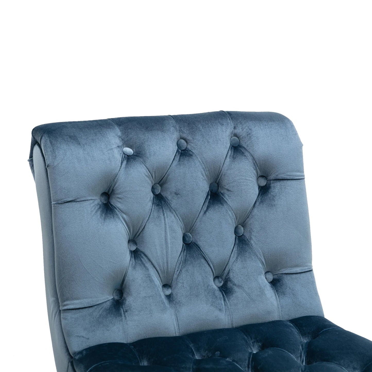 COOLMORE Modern Velvet Armless Accent Living Room Chair / Leisure Chair, Upholstered Fabric Button Comfortable Chair with Wooden Legs for Bedroom, Living Room, Office (Beige Velvet) detail view 33