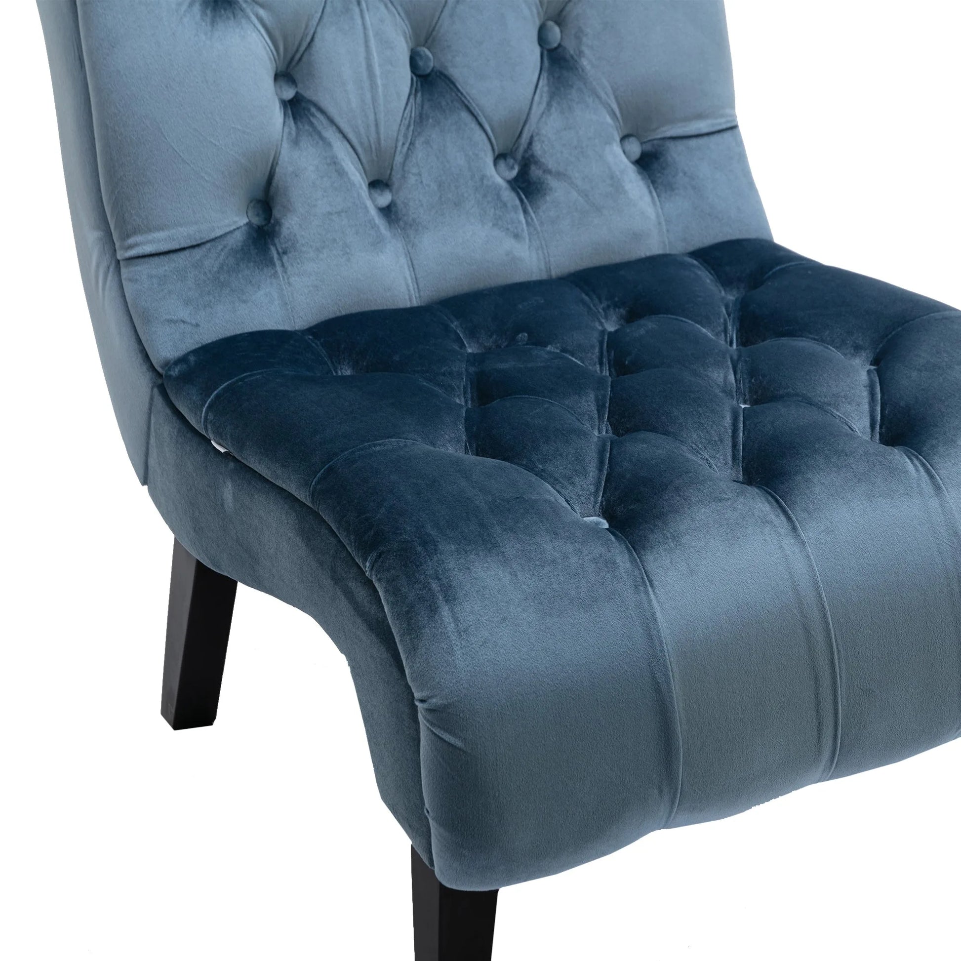 COOLMORE Modern Velvet Armless Accent Living Room Chair / Leisure Chair, Upholstered Fabric Button Comfortable Chair with Wooden Legs for Bedroom, Living Room, Office (Beige Velvet) detail view 34