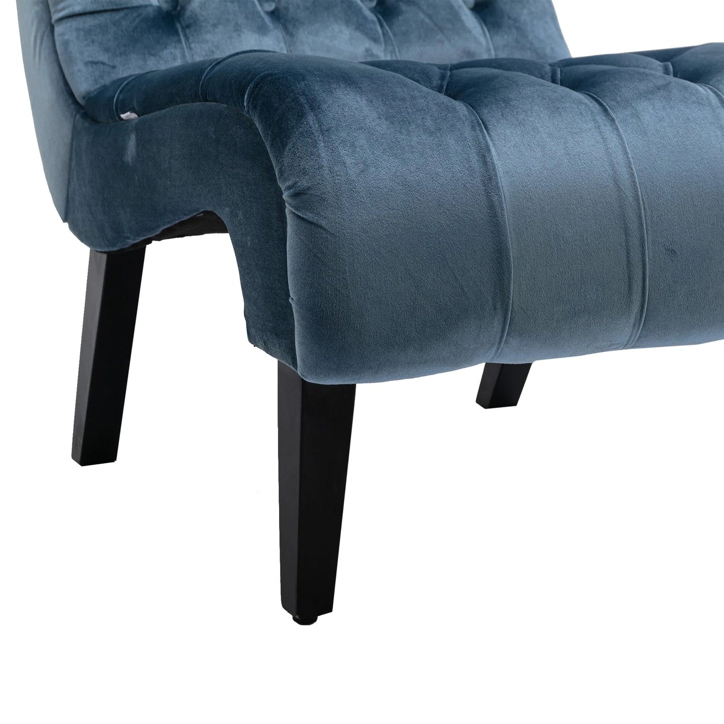 COOLMORE Modern Velvet Armless Accent Living Room Chair / Leisure Chair, Upholstered Fabric Button Comfortable Chair with Wooden Legs for Bedroom, Living Room, Office (Beige Velvet) detail view 35