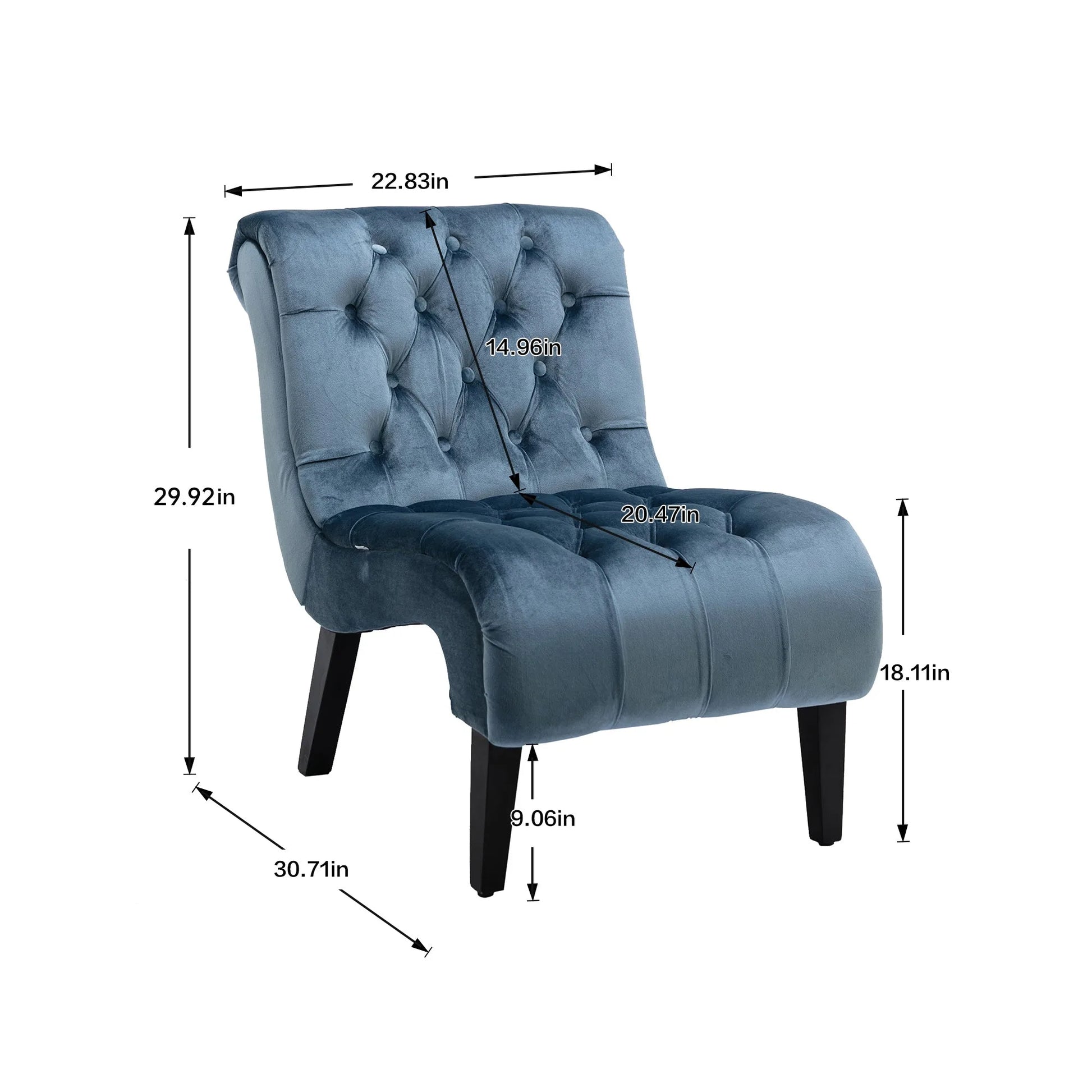 COOLMORE Modern Velvet Armless Accent Living Room Chair / Leisure Chair, Upholstered Fabric Button Comfortable Chair with Wooden Legs for Bedroom, Living Room, Office (Beige Velvet) detail view 37