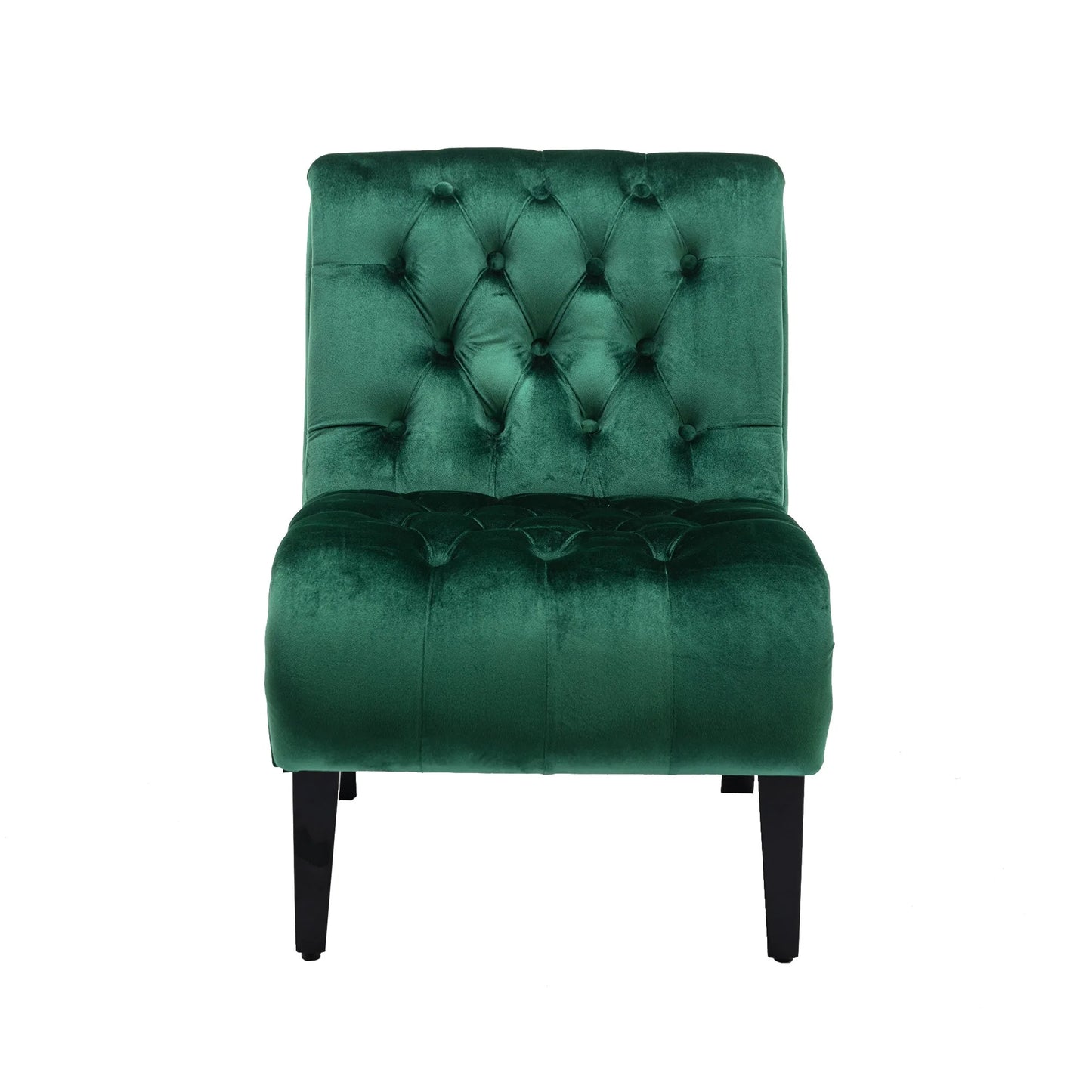 COOLMORE Modern Velvet Armless Accent Living Room Chair / Leisure Chair, Upholstered Fabric Button Comfortable Chair with Wooden Legs for Bedroom, Living Room, Office (Beige Velvet) detail view 46