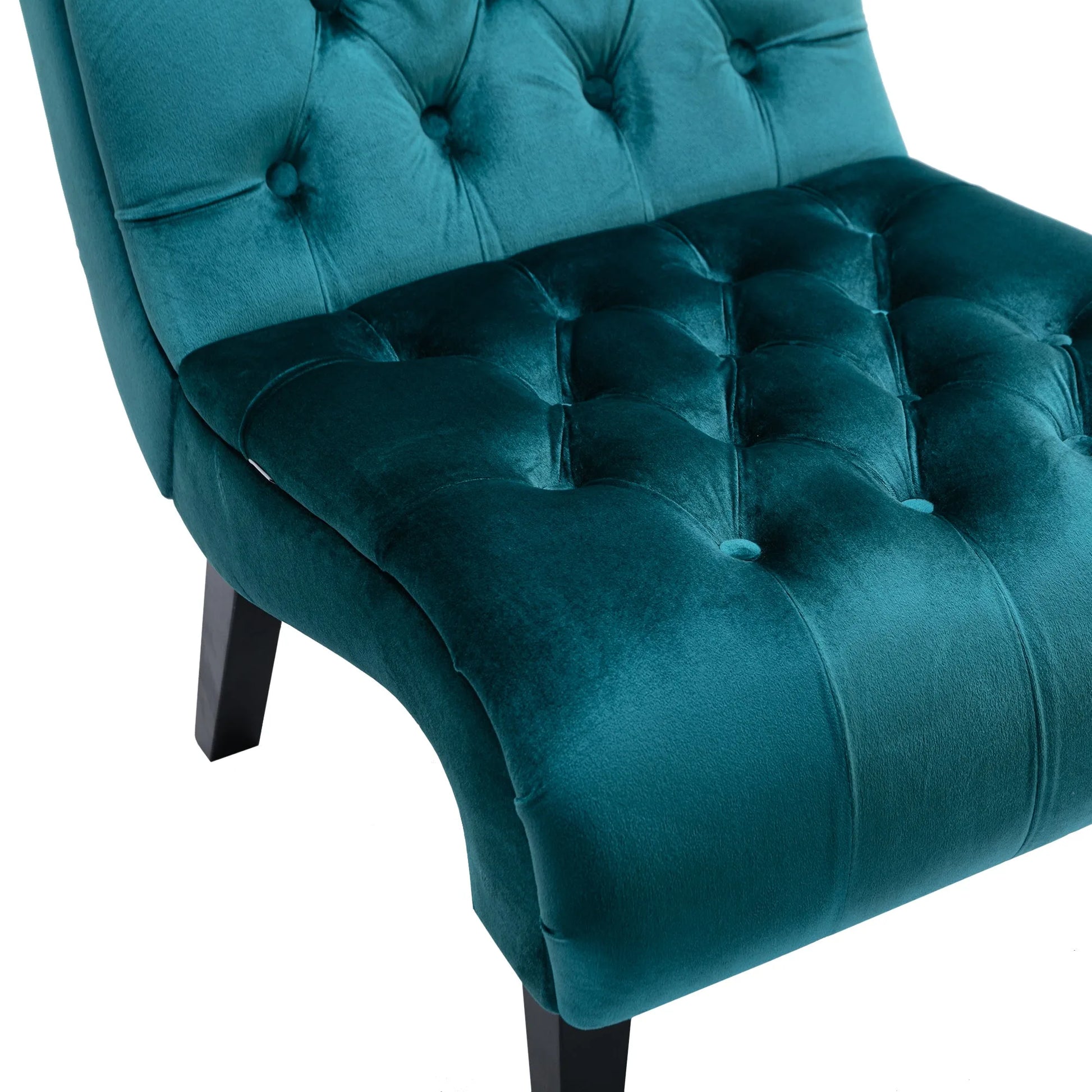 COOLMORE Modern Velvet Armless Accent Living Room Chair / Leisure Chair, Upholstered Fabric Button Comfortable Chair with Wooden Legs for Bedroom, Living Room, Office (Beige Velvet) detail view 70