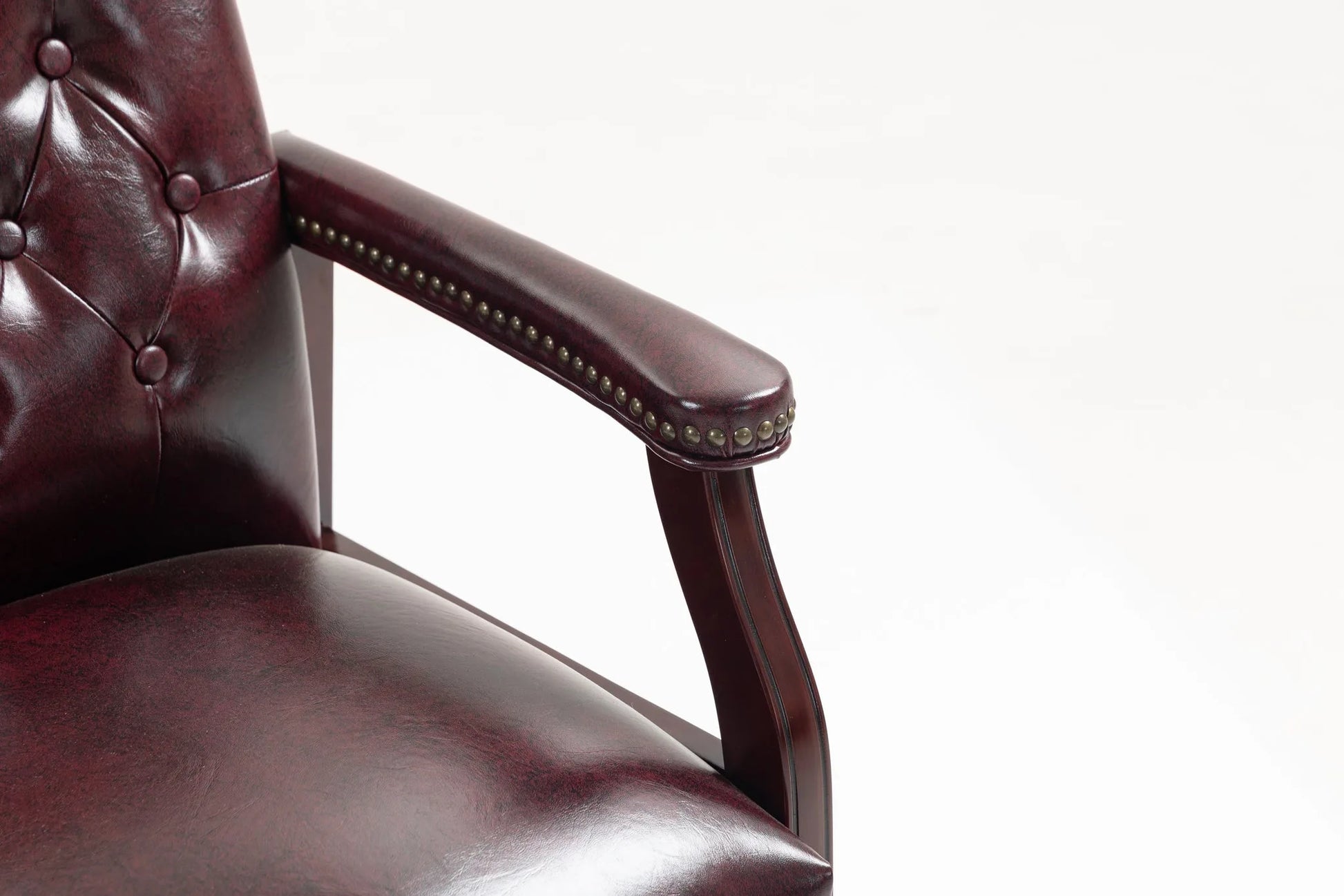 Leather Reception Guest Chairs W/Padded Seat and Arms Ergonomic Mid-Back Office Executive Side Chair for Meeting Waiting Room Conference Office Guest Chairs, BURGUNDY detail view 3