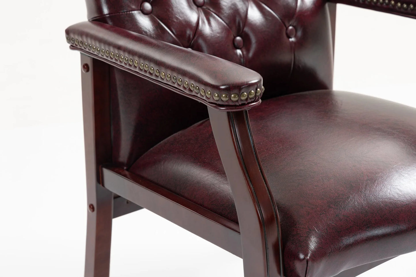 Leather Reception Guest Chairs W/Padded Seat and Arms Ergonomic Mid-Back Office Executive Side Chair for Meeting Waiting Room Conference Office Guest Chairs, BURGUNDY detail view 7