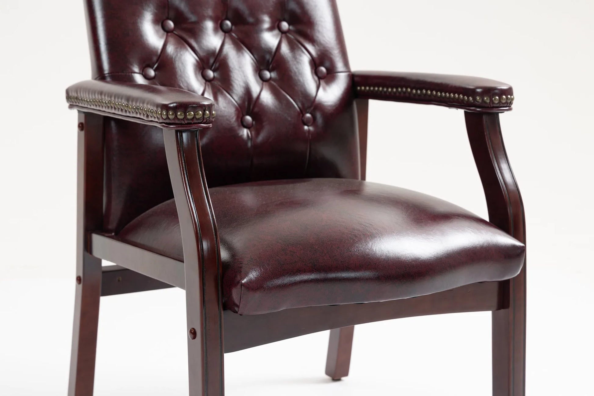 Leather Reception Guest Chairs W/Padded Seat and Arms Ergonomic Mid-Back Office Executive Side Chair for Meeting Waiting Room Conference Office Guest Chairs, BURGUNDY detail view 8