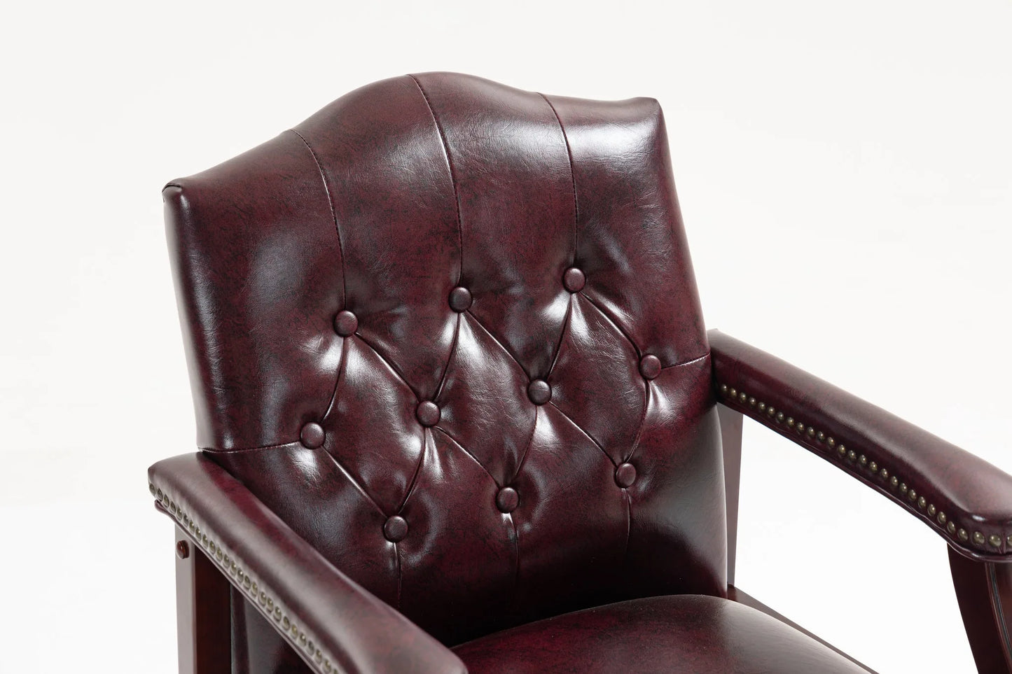 Leather Reception Guest Chairs W/Padded Seat and Arms Ergonomic Mid-Back Office Executive Side Chair for Meeting Waiting Room Conference Office Guest Chairs, BURGUNDY detail view 12