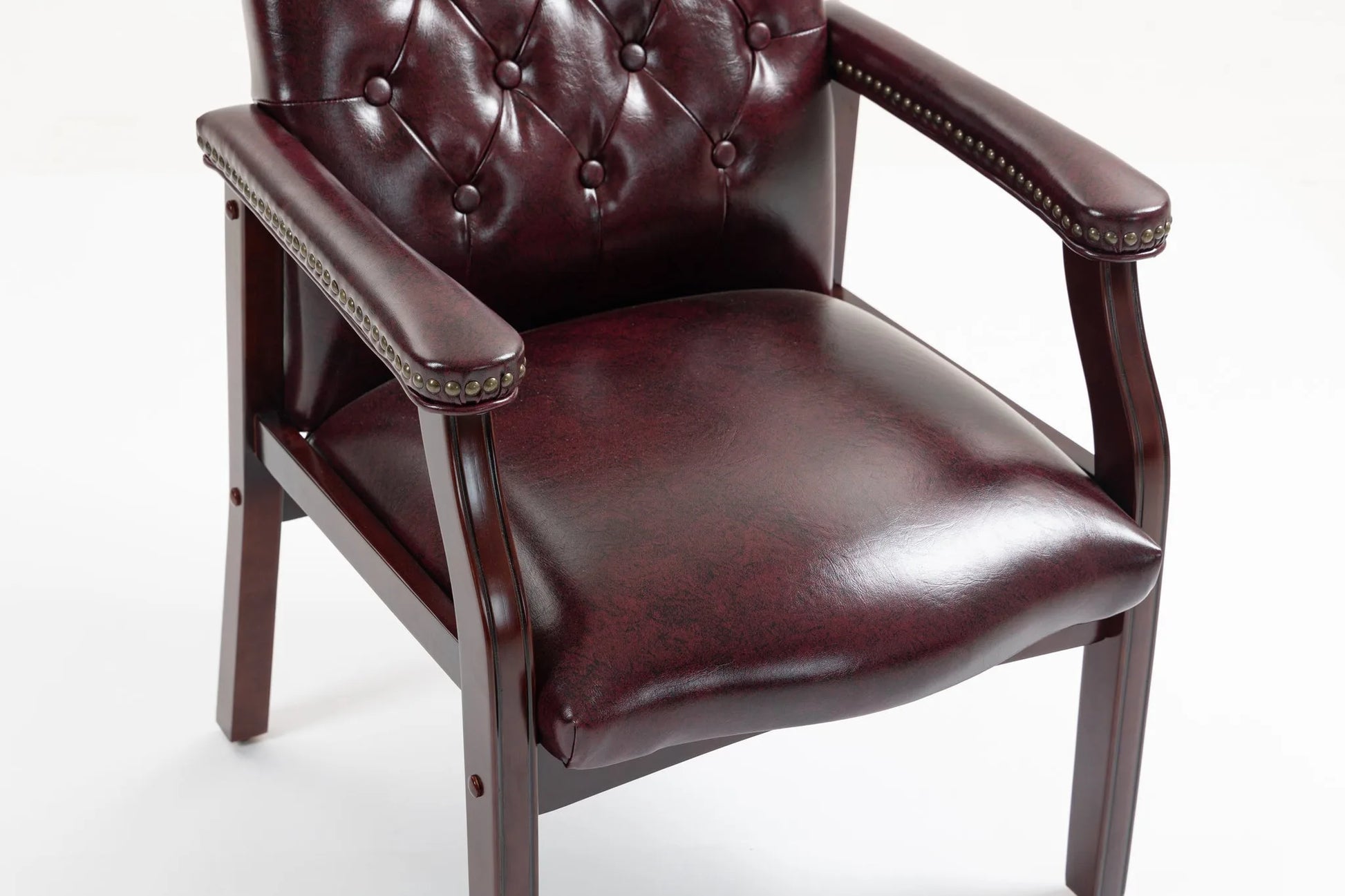 Leather Reception Guest Chairs W/Padded Seat and Arms Ergonomic Mid-Back Office Executive Side Chair for Meeting Waiting Room Conference Office Guest Chairs, BURGUNDY detail view 13