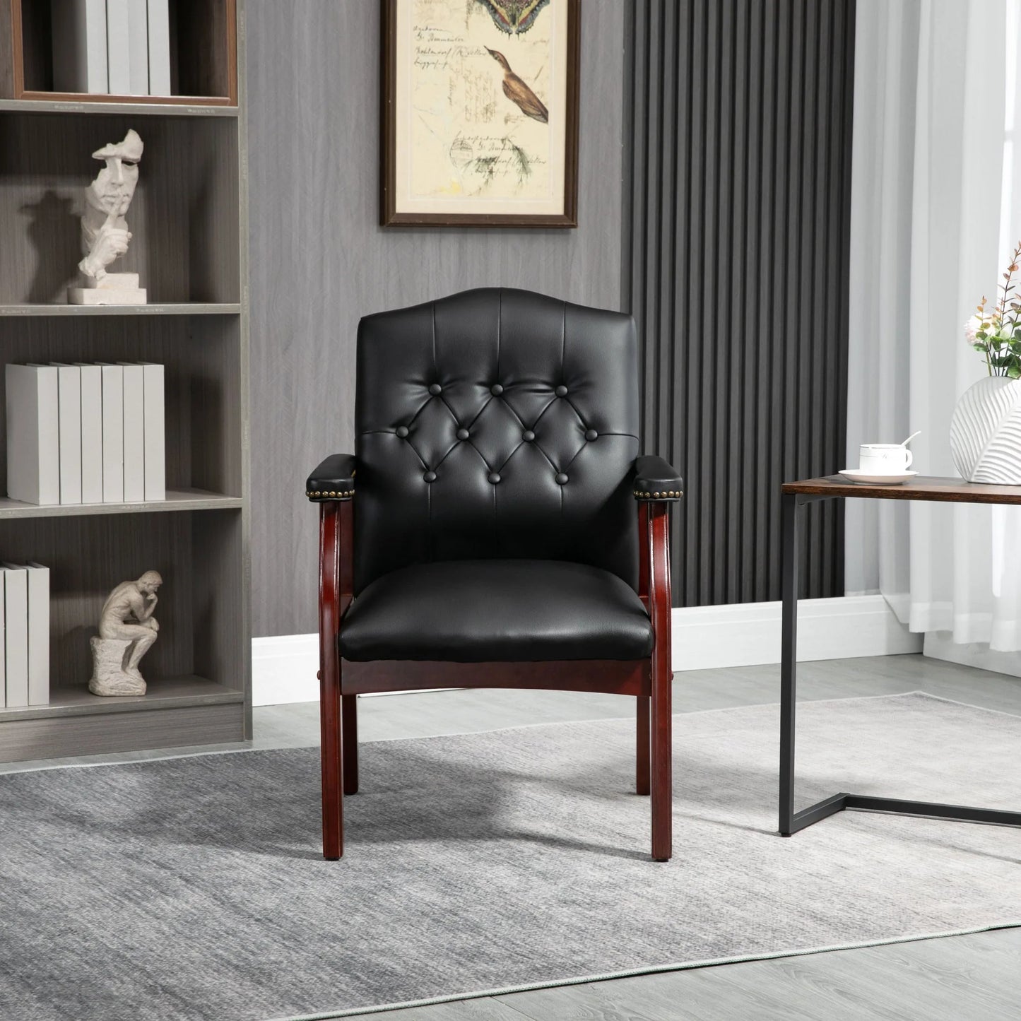 Leather Reception Guest Chairs W/Padded Seat and Arms Ergonomic Mid-Back Office Executive Side Chair for Meeting Waiting Room Conference Office Guest Chairs, BURGUNDY detail view 14