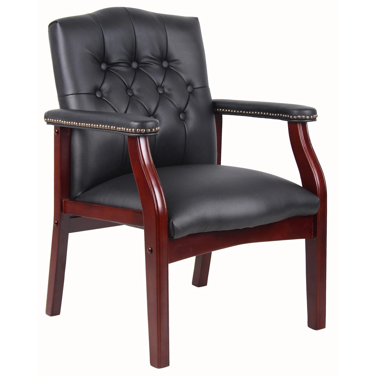 Leather Reception Guest Chairs W/Padded Seat and Arms Ergonomic Mid-Back Office Executive Side Chair for Meeting Waiting Room Conference Office Guest Chairs, BURGUNDY detail view 16