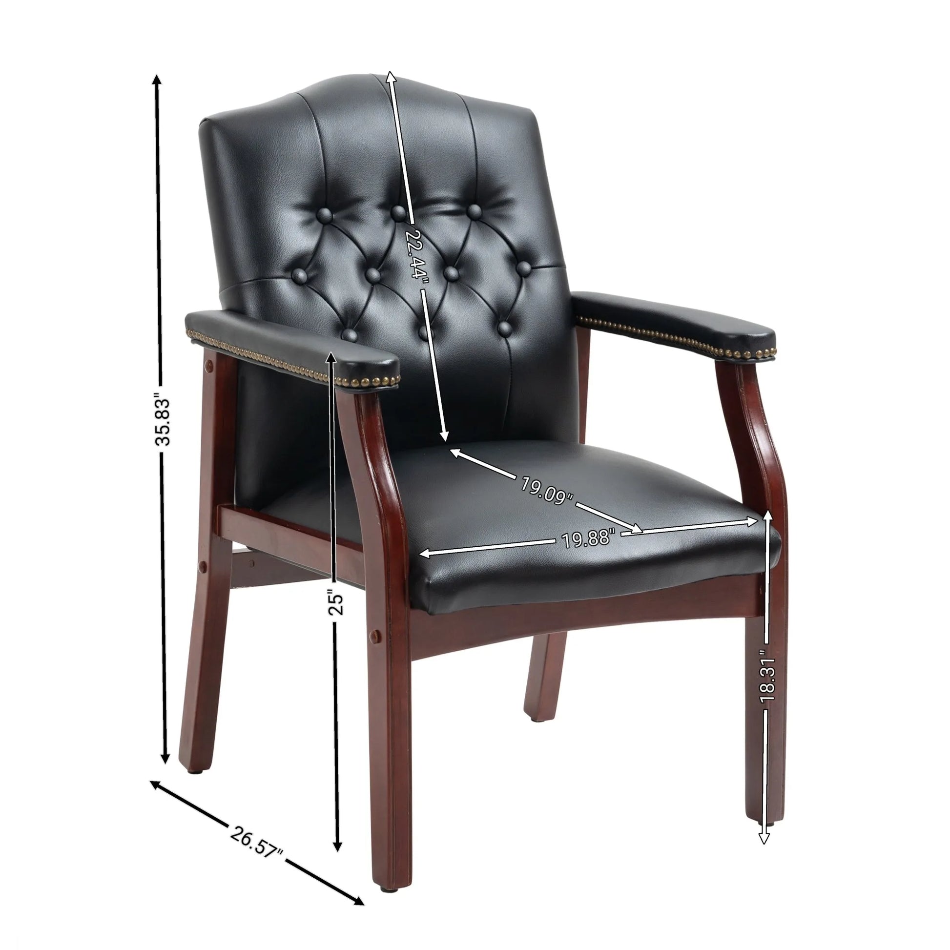 Leather Reception Guest Chairs W/Padded Seat and Arms Ergonomic Mid-Back Office Executive Side Chair for Meeting Waiting Room Conference Office Guest Chairs, BURGUNDY detail view 24