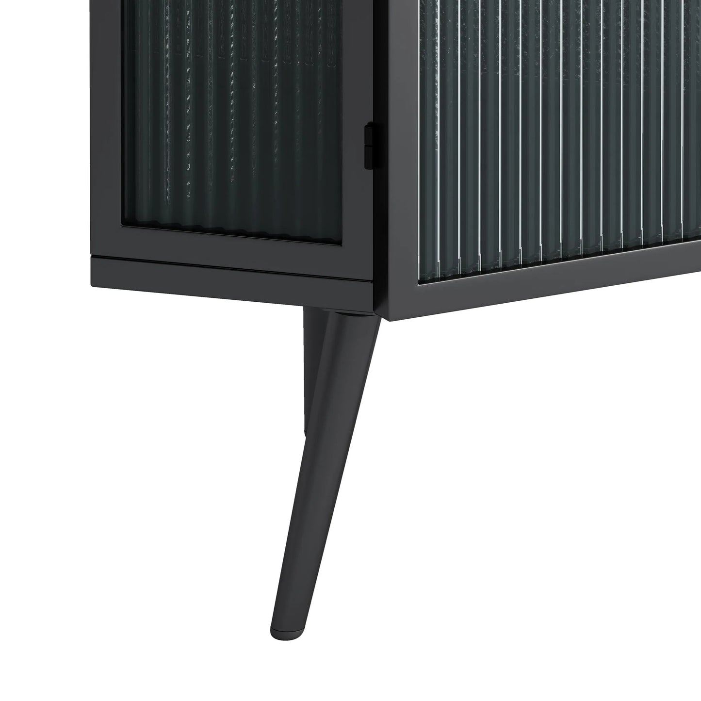 22.25' Floor Coner Cabinet with Tempered Glass Door & Storage Shelves for Bathroom, Living Room, Bedroom (Black) detail view 11