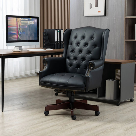 Executive Office Chair Comfortable Desk Chair - Ergonomic Design - Thick Padded Seat and Backrest - PU Leather Desk Chair with Smooth Glide Caster Wheels, 1 Pack Black lifestyle view