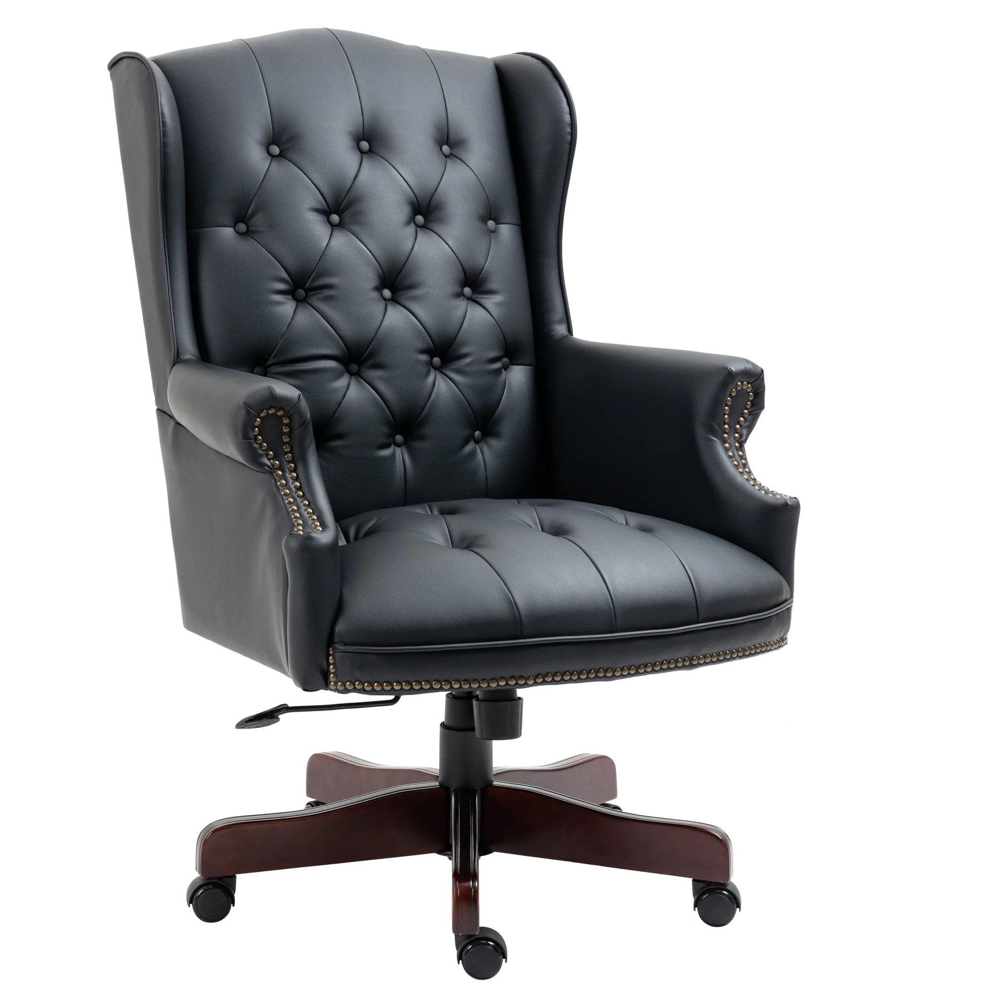 Executive Office Chair Comfortable Desk Chair - Ergonomic Design - Thick Padded Seat and Backrest - PU Leather Desk Chair with Smooth Glide Caster Wheels, 1 Pack Black detail view 3