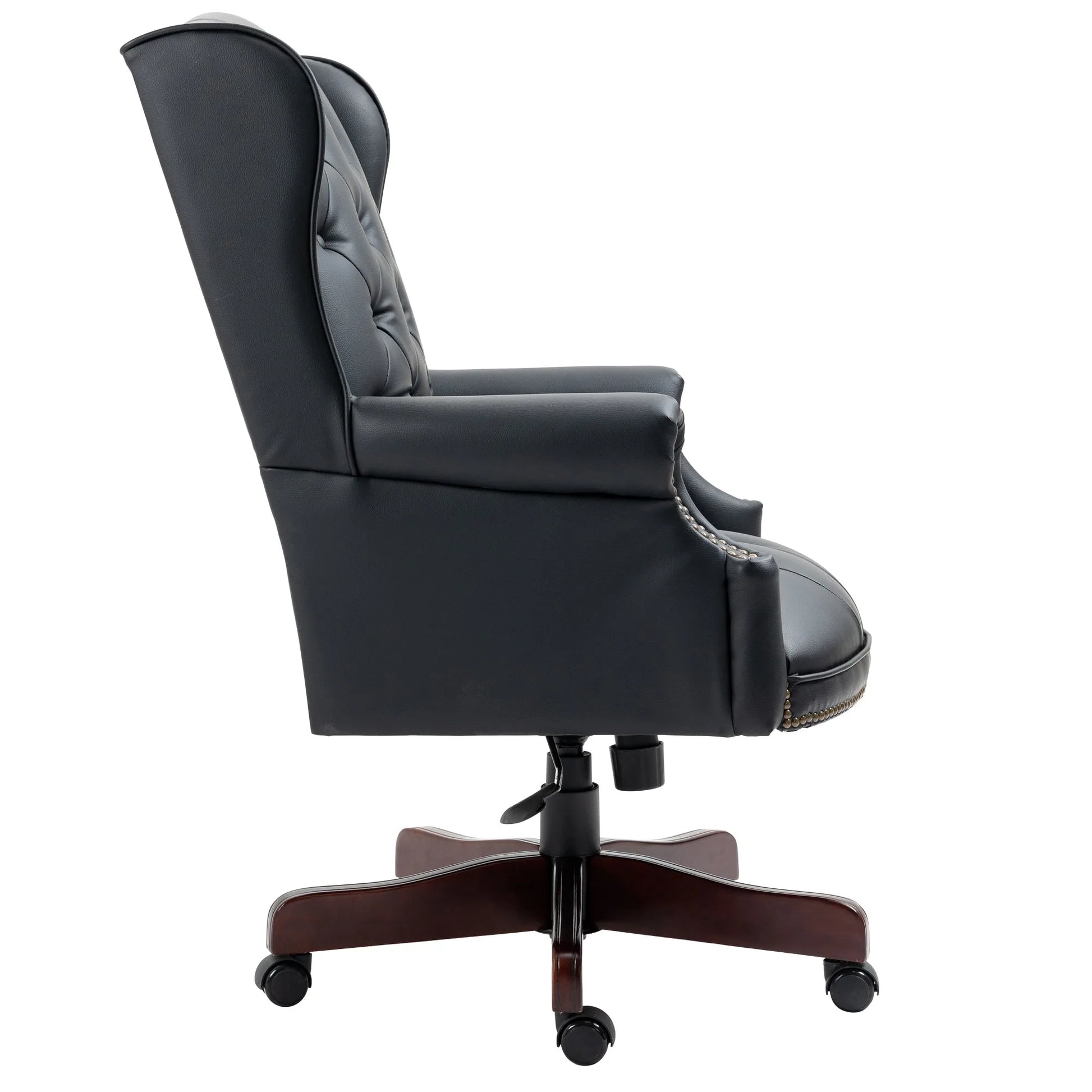 Executive Office Chair Comfortable Desk Chair - Ergonomic Design - Thick Padded Seat and Backrest - PU Leather Desk Chair with Smooth Glide Caster Wheels, 1 Pack Black detail view 5