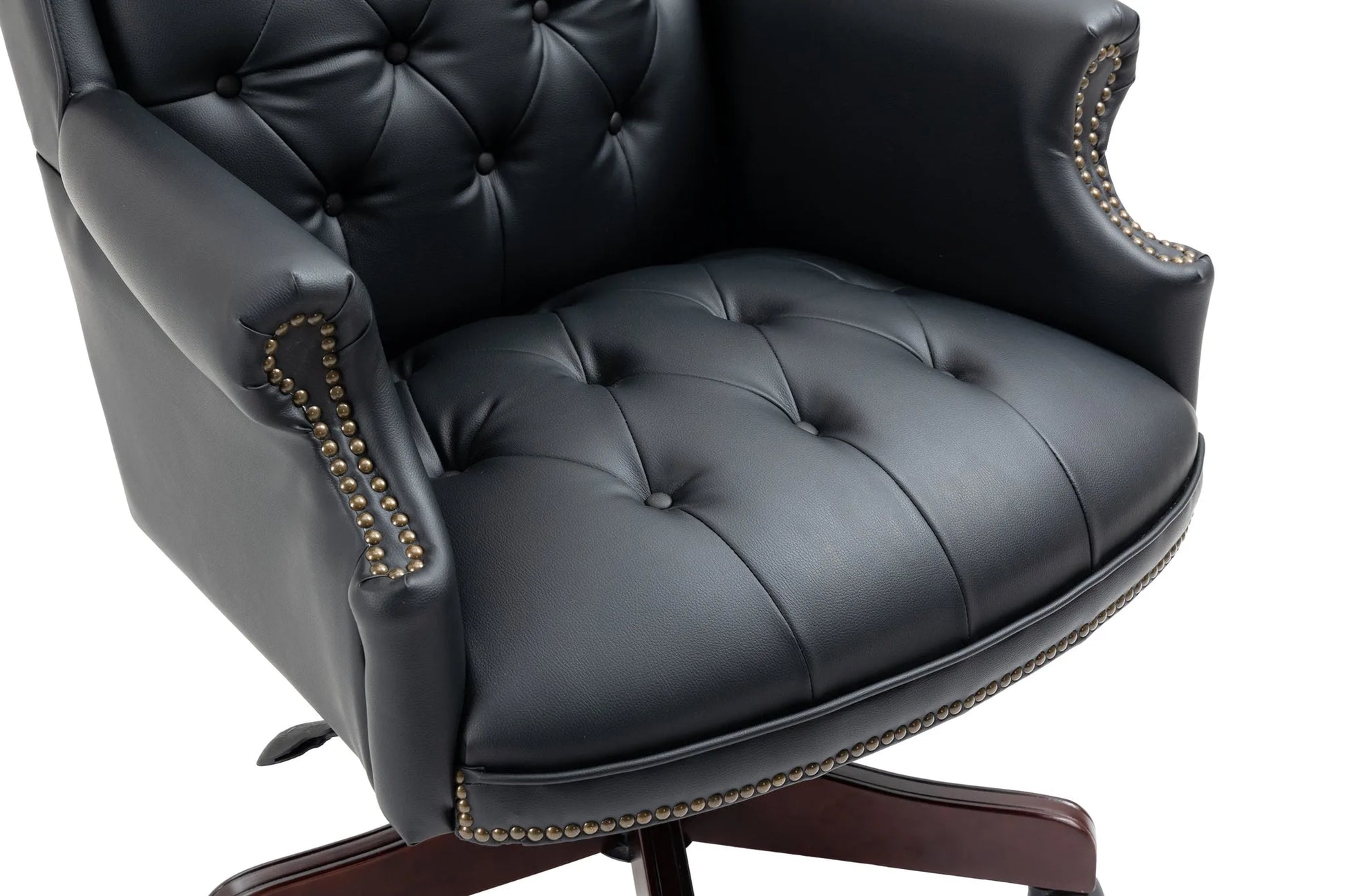 Executive Office Chair Comfortable Desk Chair - Ergonomic Design - Thick Padded Seat and Backrest - PU Leather Desk Chair with Smooth Glide Caster Wheels, 1 Pack Black detail view 7