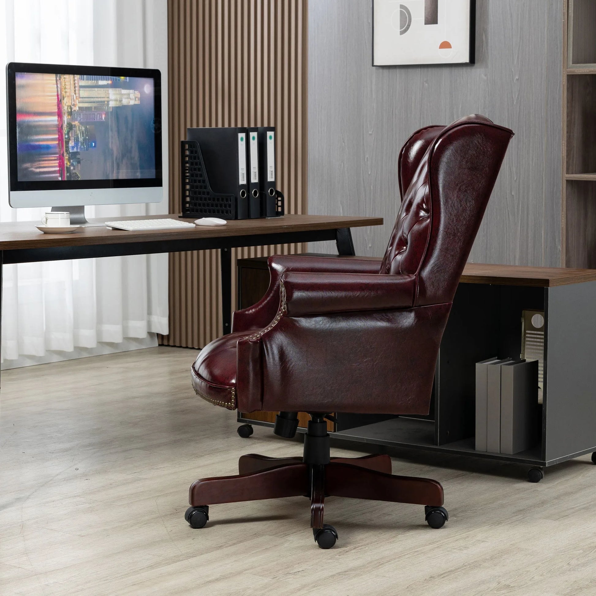 Executive Office Chair Comfortable Desk Chair - Ergonomic Design - Thick Padded Seat and Backrest - PU Leather Desk Chair with Smooth Glide Caster Wheels, 1 Pack Black detail view 15