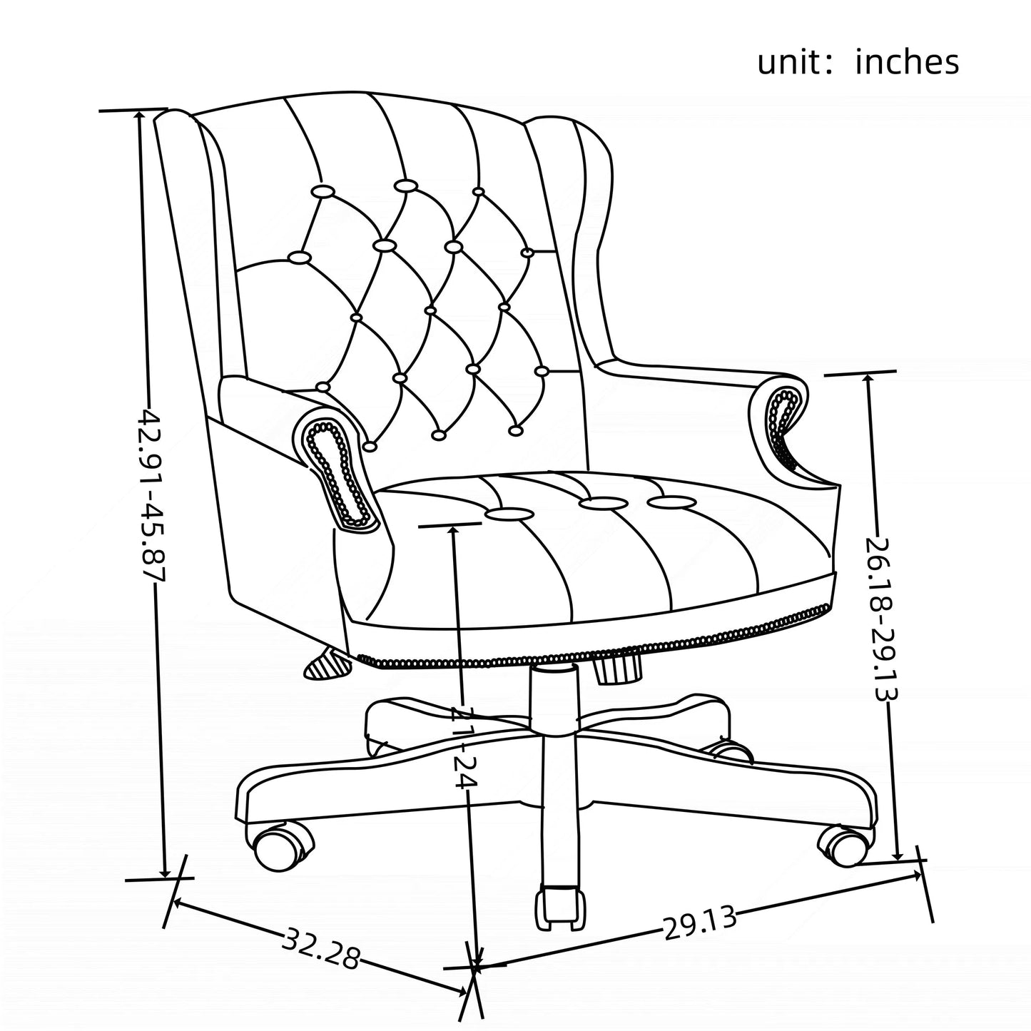 Executive Office Chair Comfortable Desk Chair - Ergonomic Design - Thick Padded Seat and Backrest - PU Leather Desk Chair with Smooth Glide Caster Wheels, 1 Pack Black detail view 25