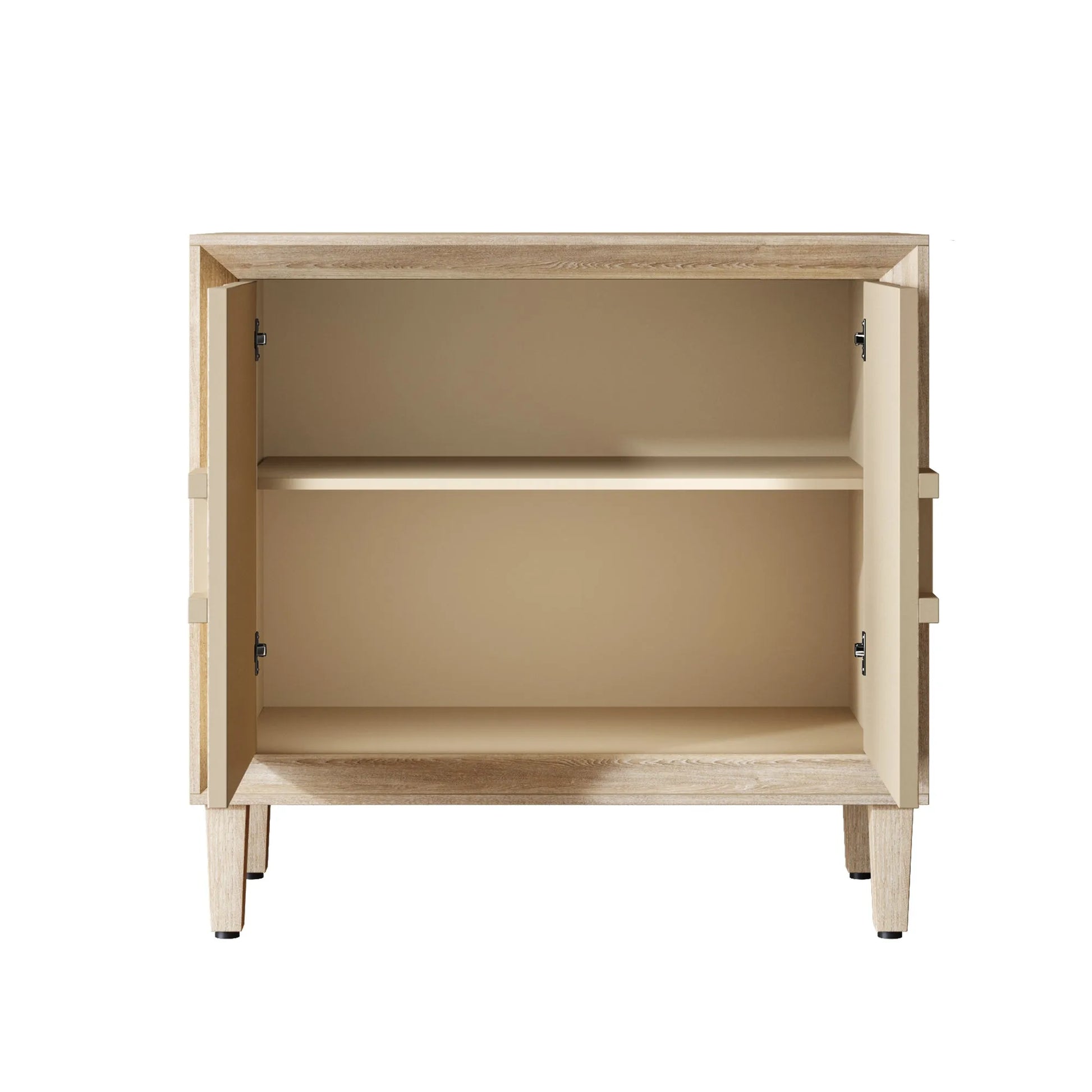 31.5' Antique Natural Mid-Century Modular Credenza Sideboard Buffet, Small Space Cabinet with Symmetrical Sunburst Doors, Accent Cabinet with Adjustable Shelves for Dining Room, Entryway & Hallway detail view 11