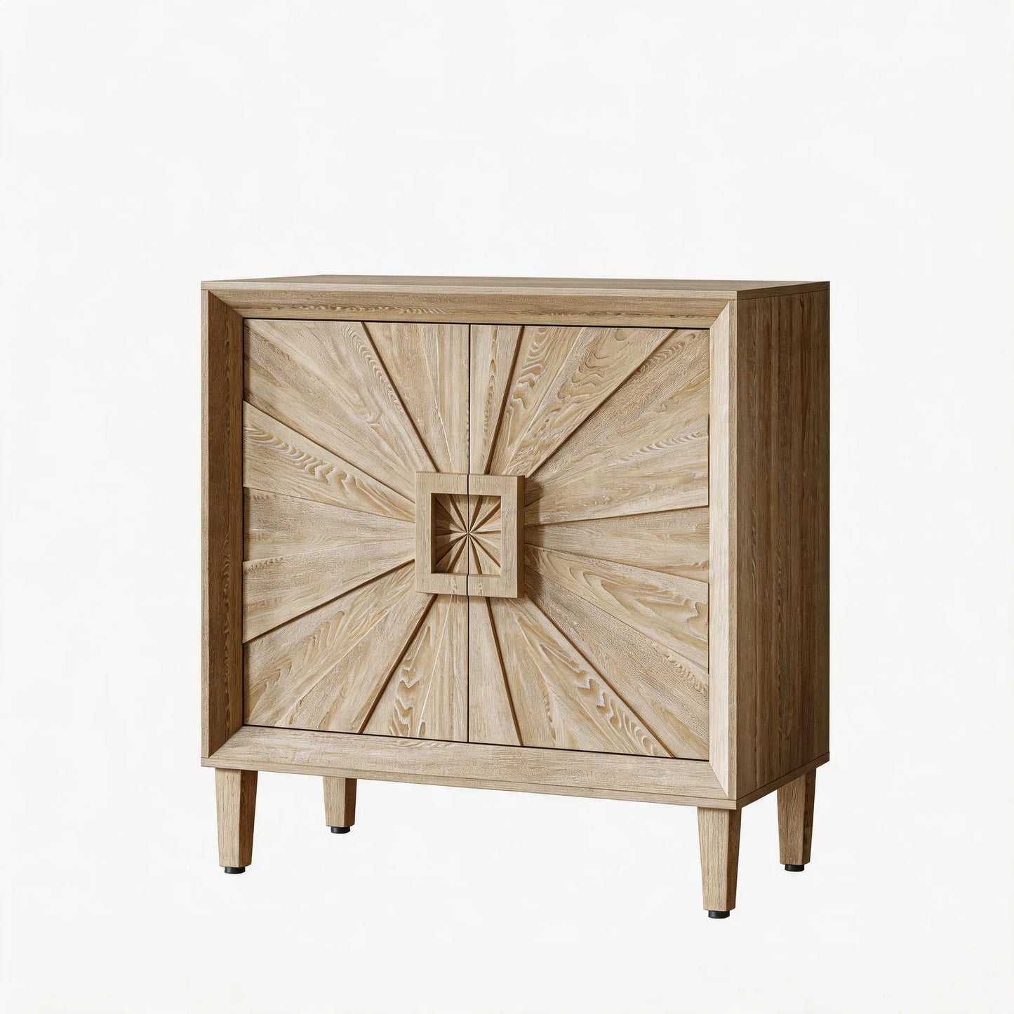 31.5' Antique Natural Mid-Century Modular Credenza Sideboard Buffet, Small Space Cabinet with Symmetrical Sunburst Doors, Accent Cabinet with Adjustable Shelves for Dining Room, Entryway & Hallway detail view 15