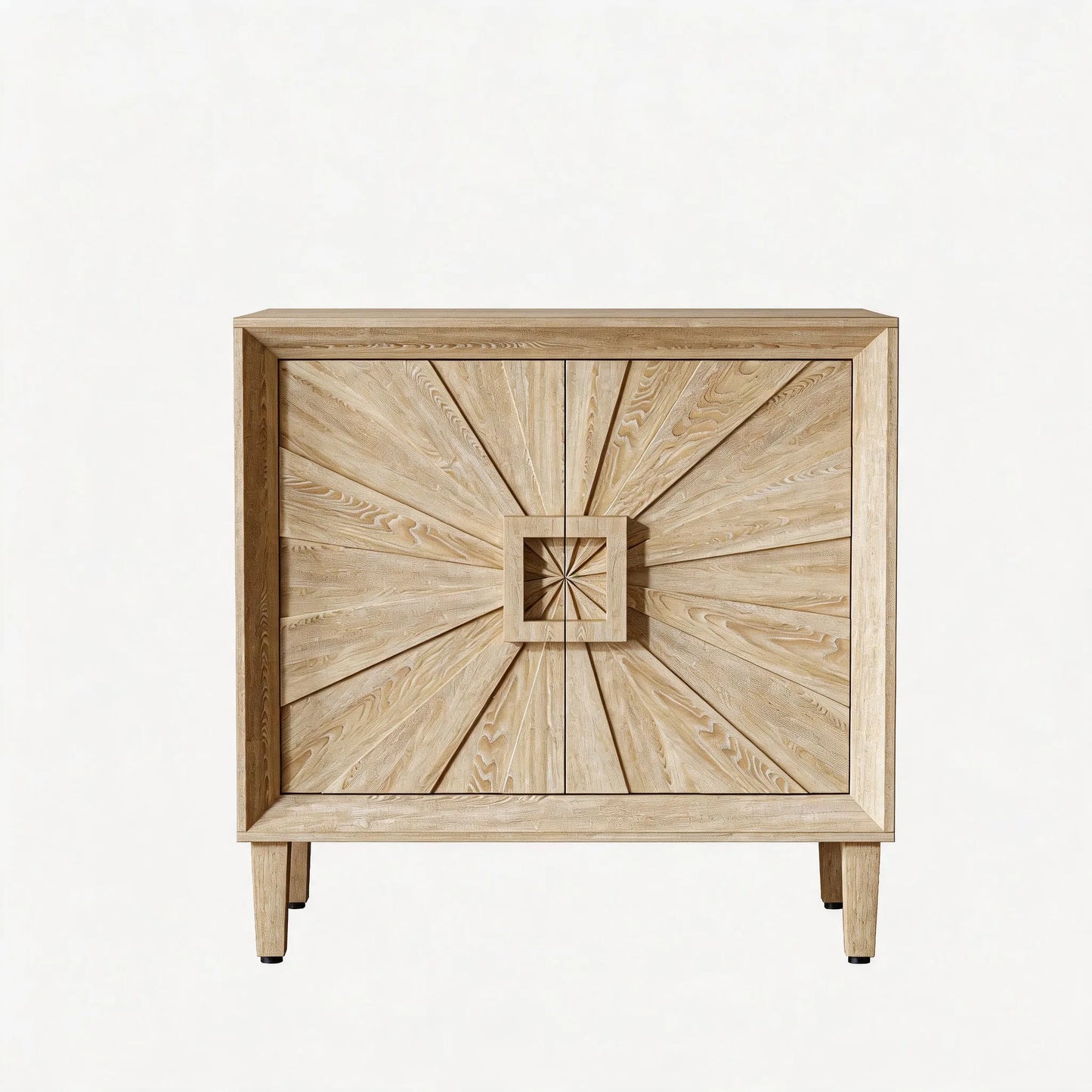 31.5' Antique Natural Mid-Century Modular Credenza Sideboard Buffet, Small Space Cabinet with Symmetrical Sunburst Doors, Accent Cabinet with Adjustable Shelves for Dining Room, Entryway & Hallway detail view 16