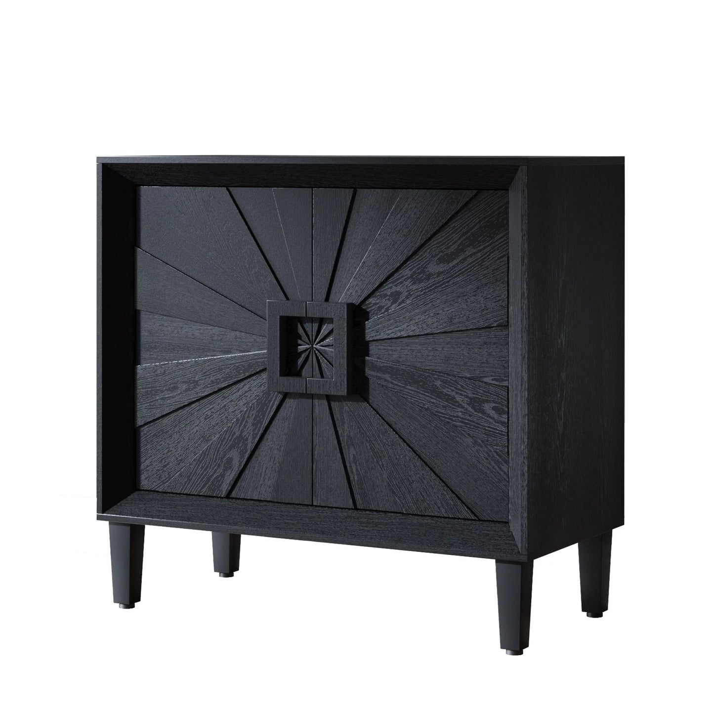 31.5' Antique Natural Mid-Century Modular Credenza Sideboard Buffet, Small Space Cabinet with Symmetrical Sunburst Doors, Accent Cabinet with Adjustable Shelves for Dining Room, Entryway & Hallway detail view 29