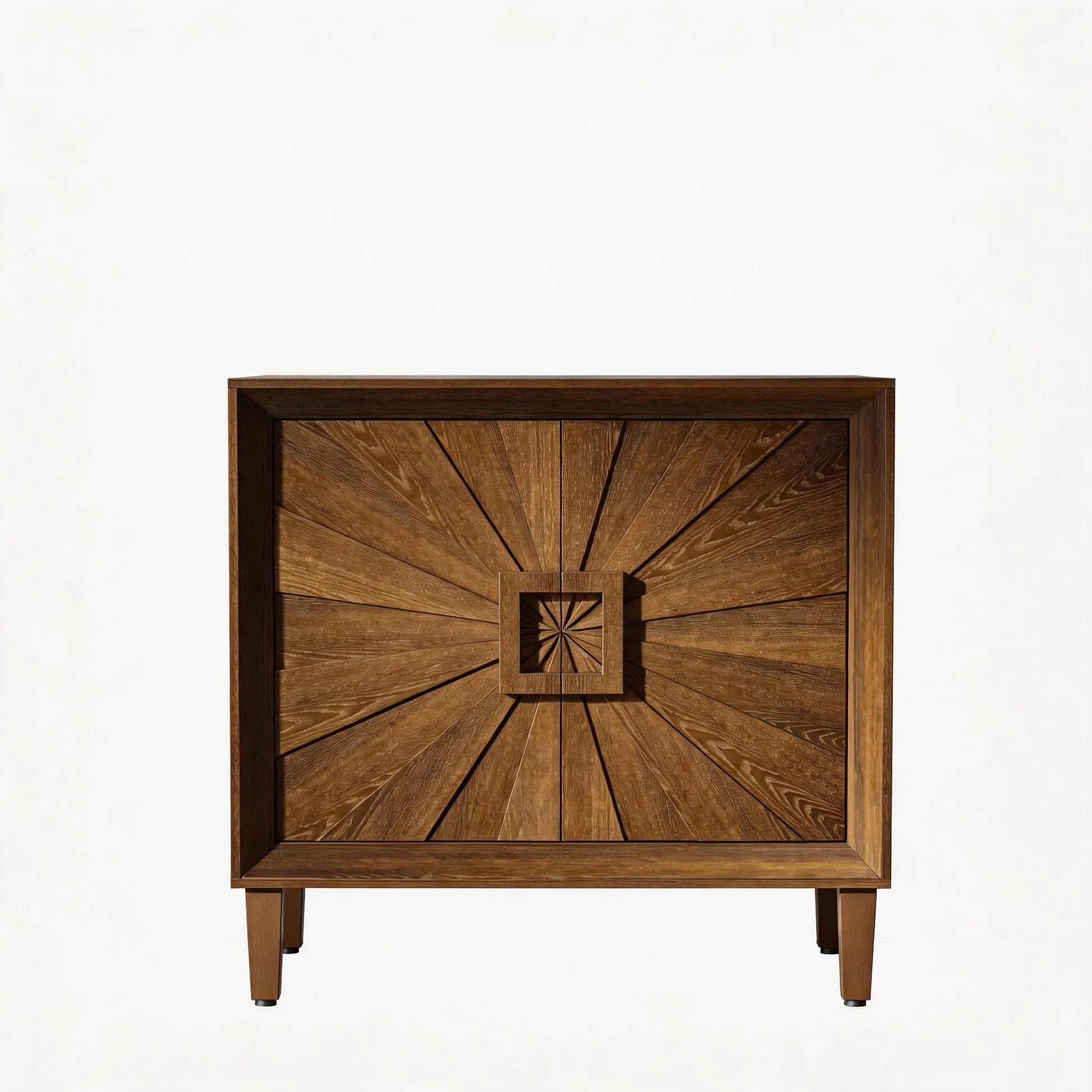 31.5' Antique Natural Mid-Century Modular Credenza Sideboard Buffet, Small Space Cabinet with Symmetrical Sunburst Doors, Accent Cabinet with Adjustable Shelves for Dining Room, Entryway & Hallway detail view 44