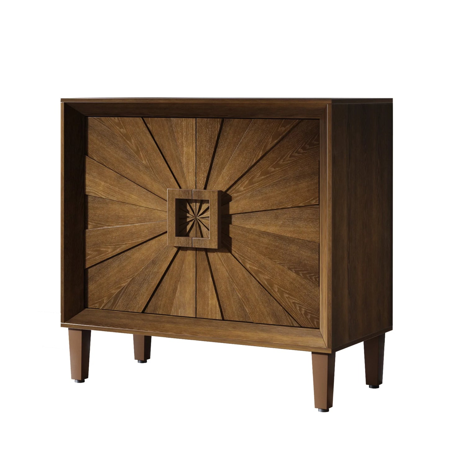 31.5' Antique Natural Mid-Century Modular Credenza Sideboard Buffet, Small Space Cabinet with Symmetrical Sunburst Doors, Accent Cabinet with Adjustable Shelves for Dining Room, Entryway & Hallway detail view 45