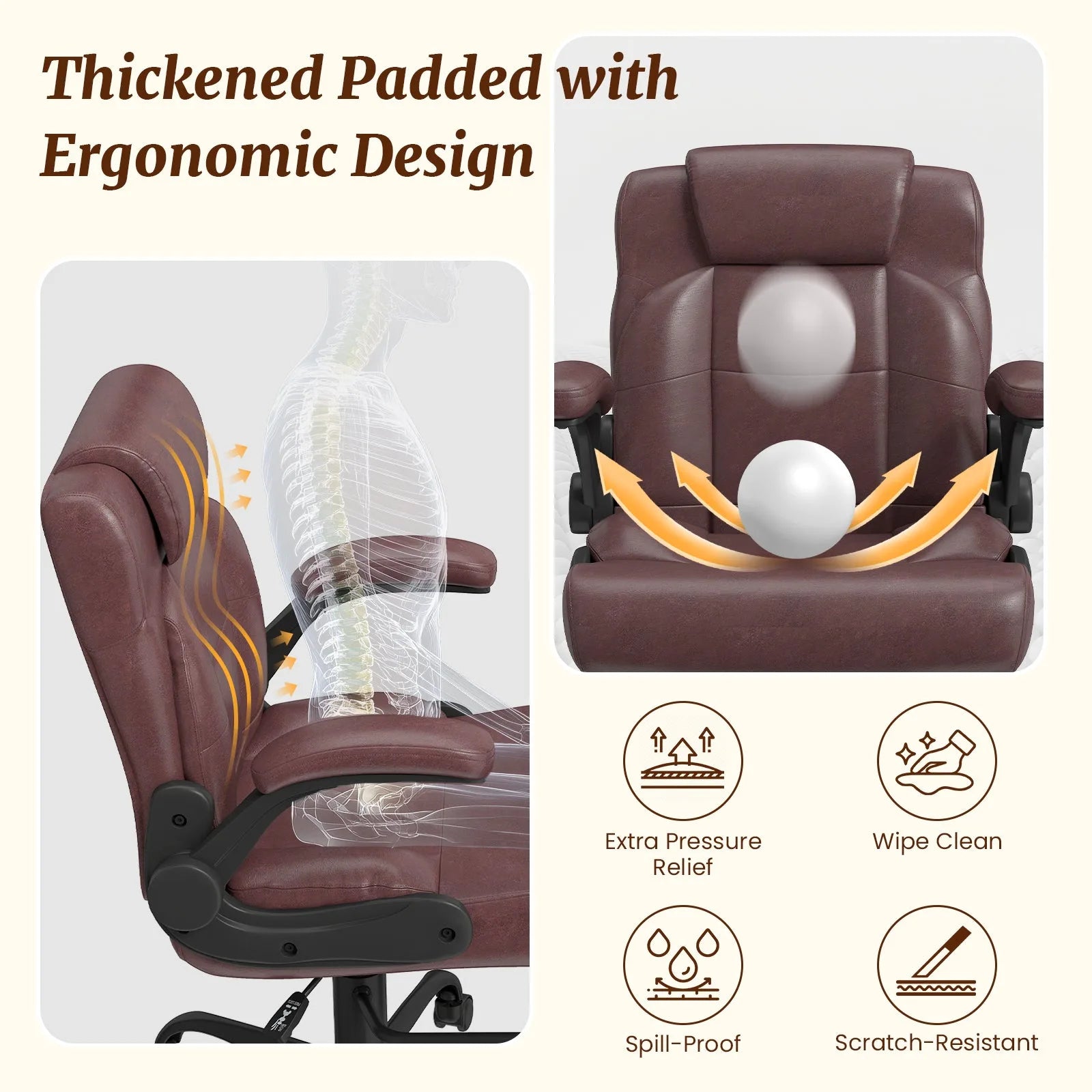 Cross Legged Office Chair with Arms, Wide Criss Cross Chair with Wheels, 360° Rotating Footrest, Height Adjustable Swivel Chair for ADHD, Ergonomic Office Chair for Home Office Relaxing detail view 5
