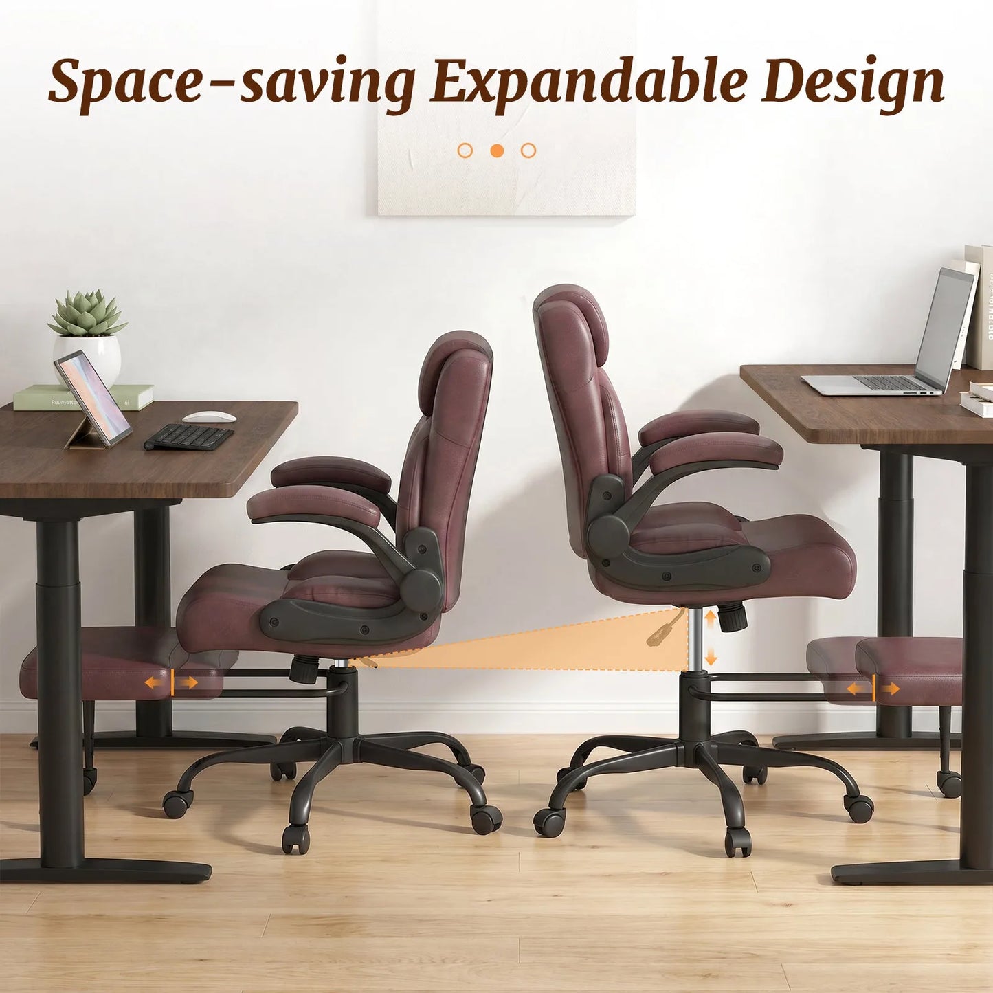 Cross Legged Office Chair with Arms, Wide Criss Cross Chair with Wheels, 360° Rotating Footrest, Height Adjustable Swivel Chair for ADHD, Ergonomic Office Chair for Home Office Relaxing detail view 10