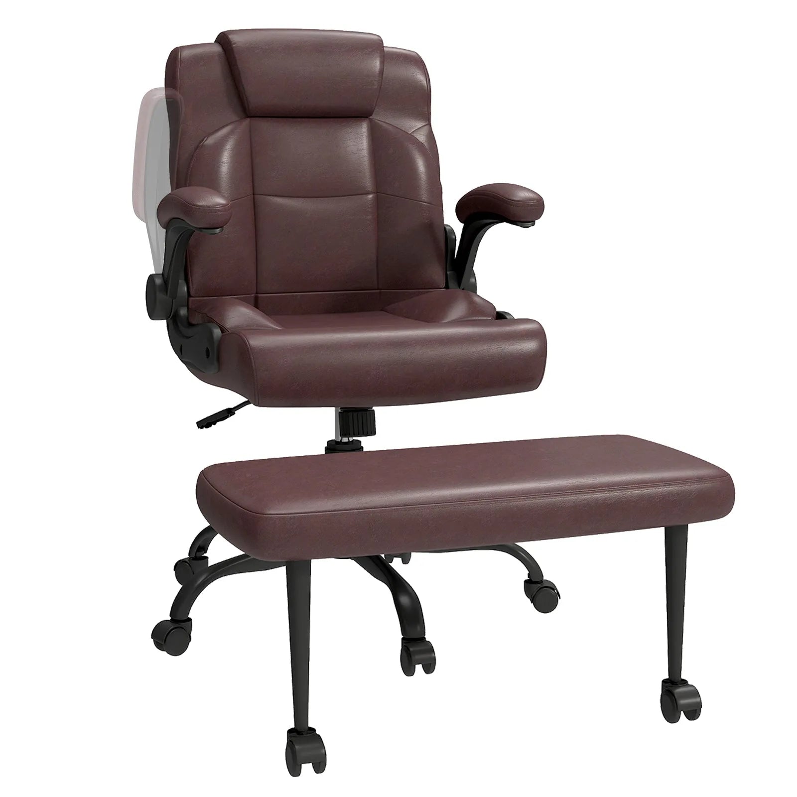 Cross Legged Office Chair with Arms, Wide Criss Cross Chair with Wheels, 360° Rotating Footrest, Height Adjustable Swivel Chair for ADHD, Ergonomic Office Chair for Home Office Relaxing detail view 12