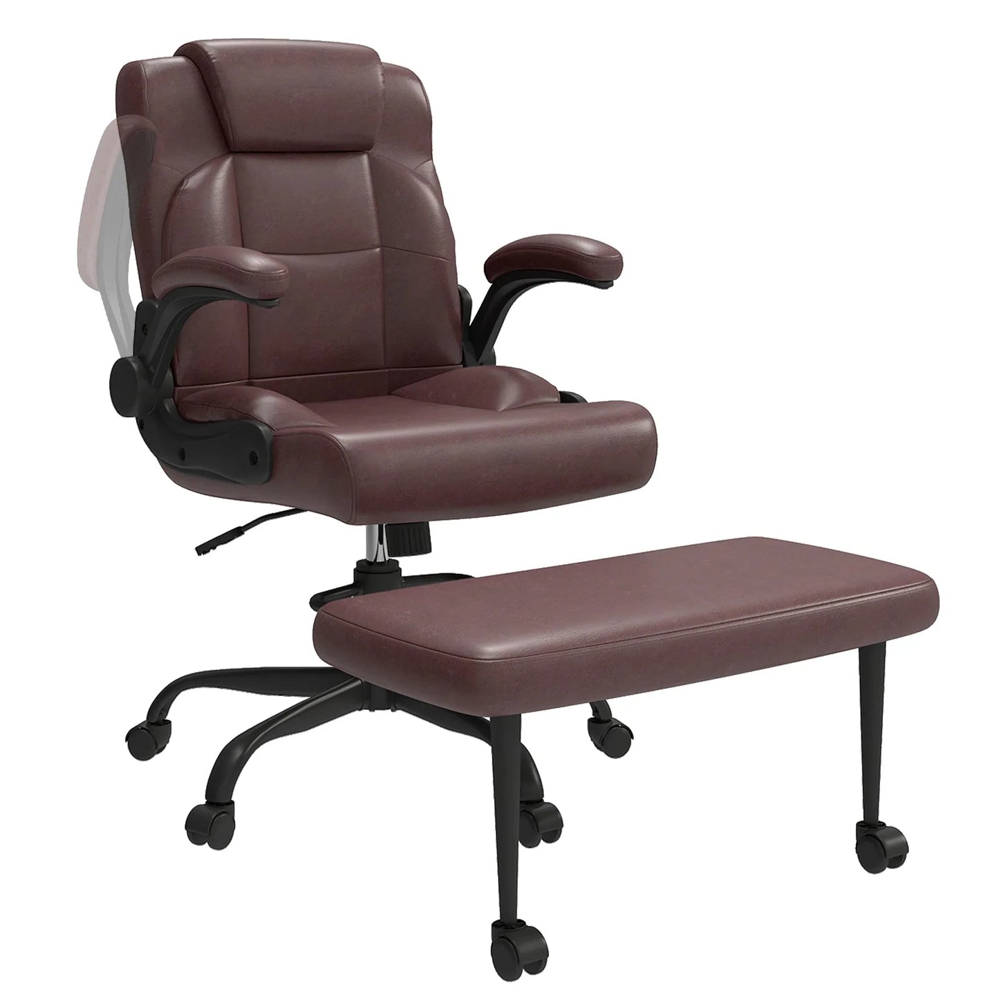 Cross Legged Office Chair with Arms, Wide Criss Cross Chair with Wheels, 360° Rotating Footrest, Height Adjustable Swivel Chair for ADHD, Ergonomic Office Chair for Home Office Relaxing detail view 13