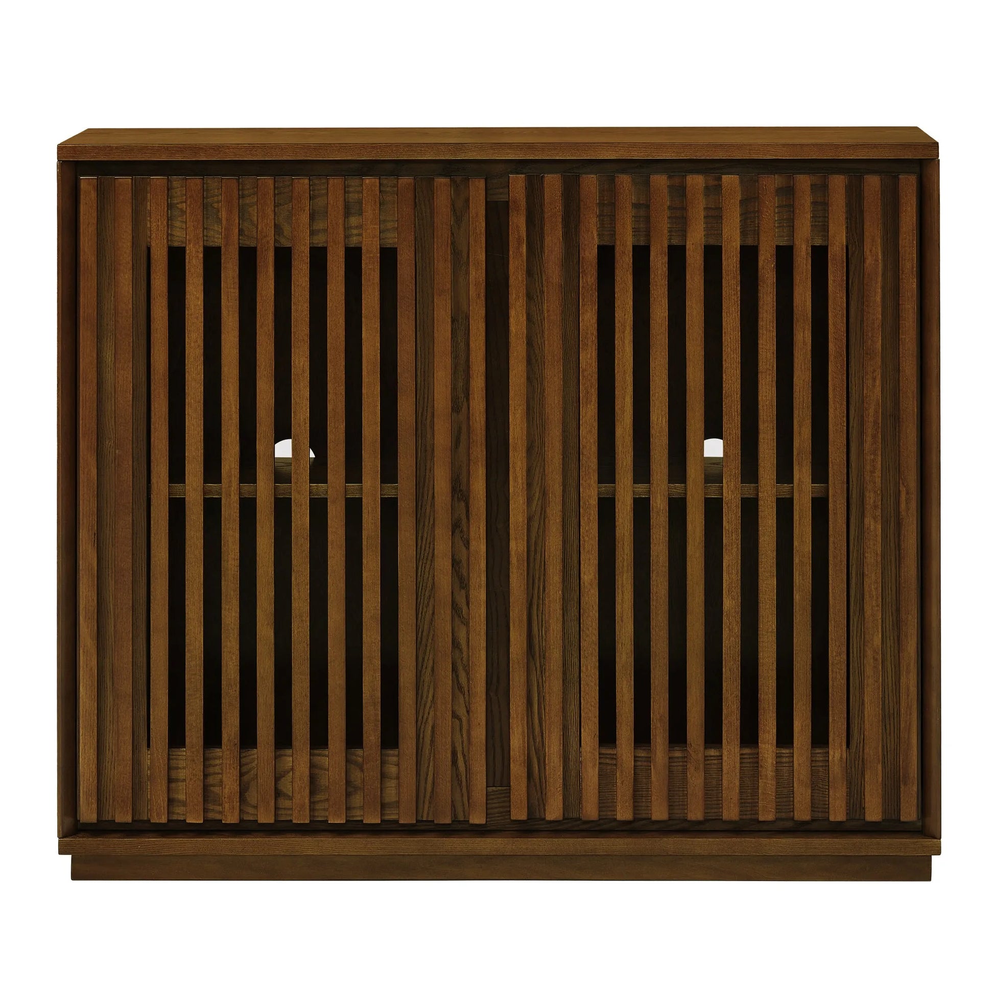 Mid Century Modern Fluted Hollowed Out Sideboard Cabinet with 2 Outlet Holes, Buffet Cabinet with Storage, Walnut Storage Cabinet for Living Room, Entryway, Hallway, Dining Room, Kitchen detail view 10