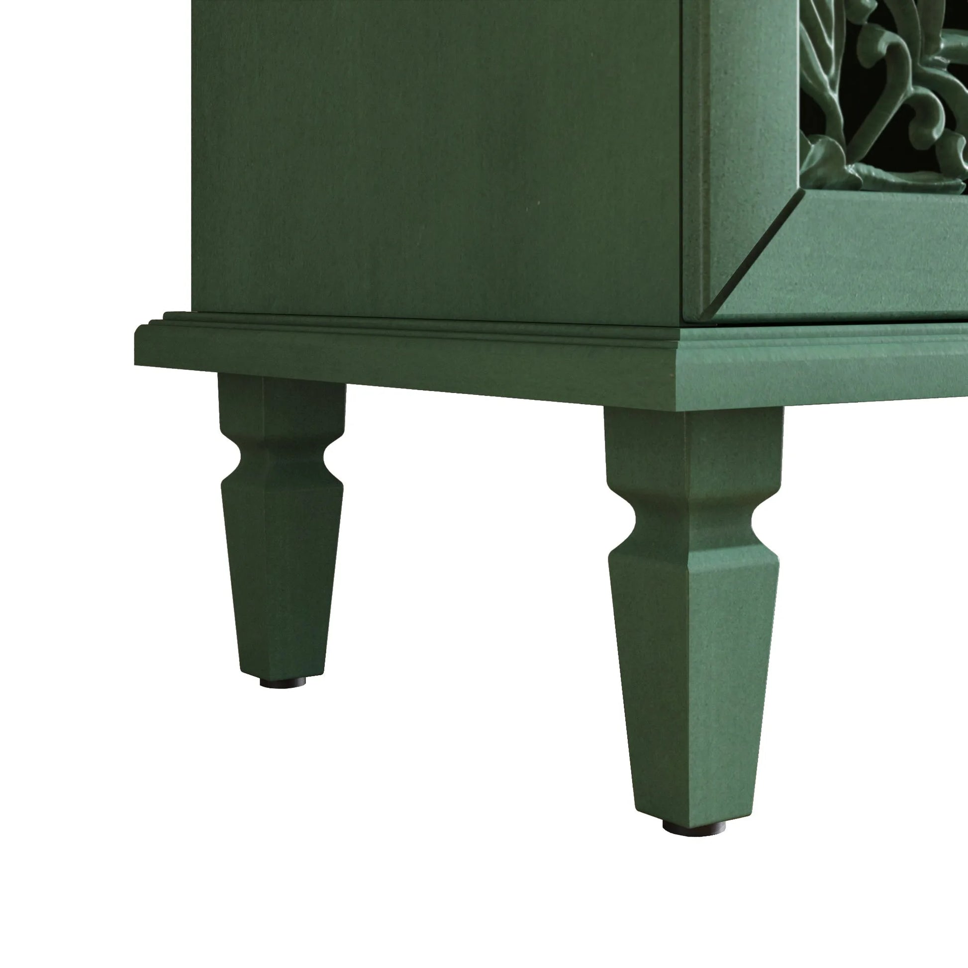 60' Antique Buffet Cabinet with Floral Carvings with Solid Wood Legs&Antique Brass Handles&Adjustable Shelves, TV Stand for 65''+ TV, Sideboard for Living Room, Dining Room (Antique Blue) detail view 58