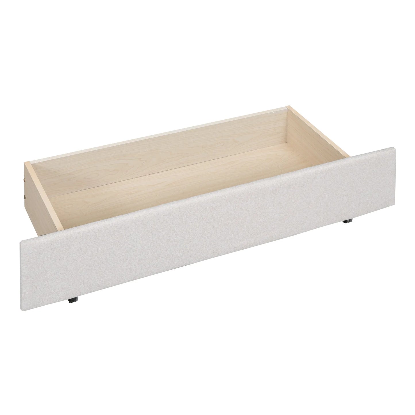 Queen Size Upholstered Platform Bed with 2 Drawers and 1 Twin XL Trundle, Classic Headboard Design, Beige detail view 15