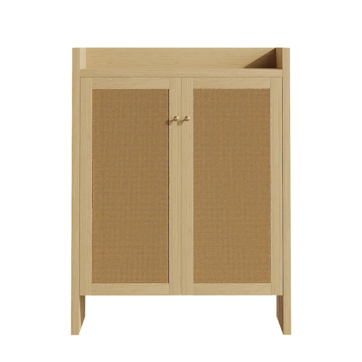 42.5' Tall Rattan Shoe Cabinet with Doors, 6-Tier Shoe Storage Cabinet with Adjustable Shelves, Wooden Freestanding Shoe Organizer Shoe Cabinet for Entryway, Hallway, Living Room (Natural) detail view 22