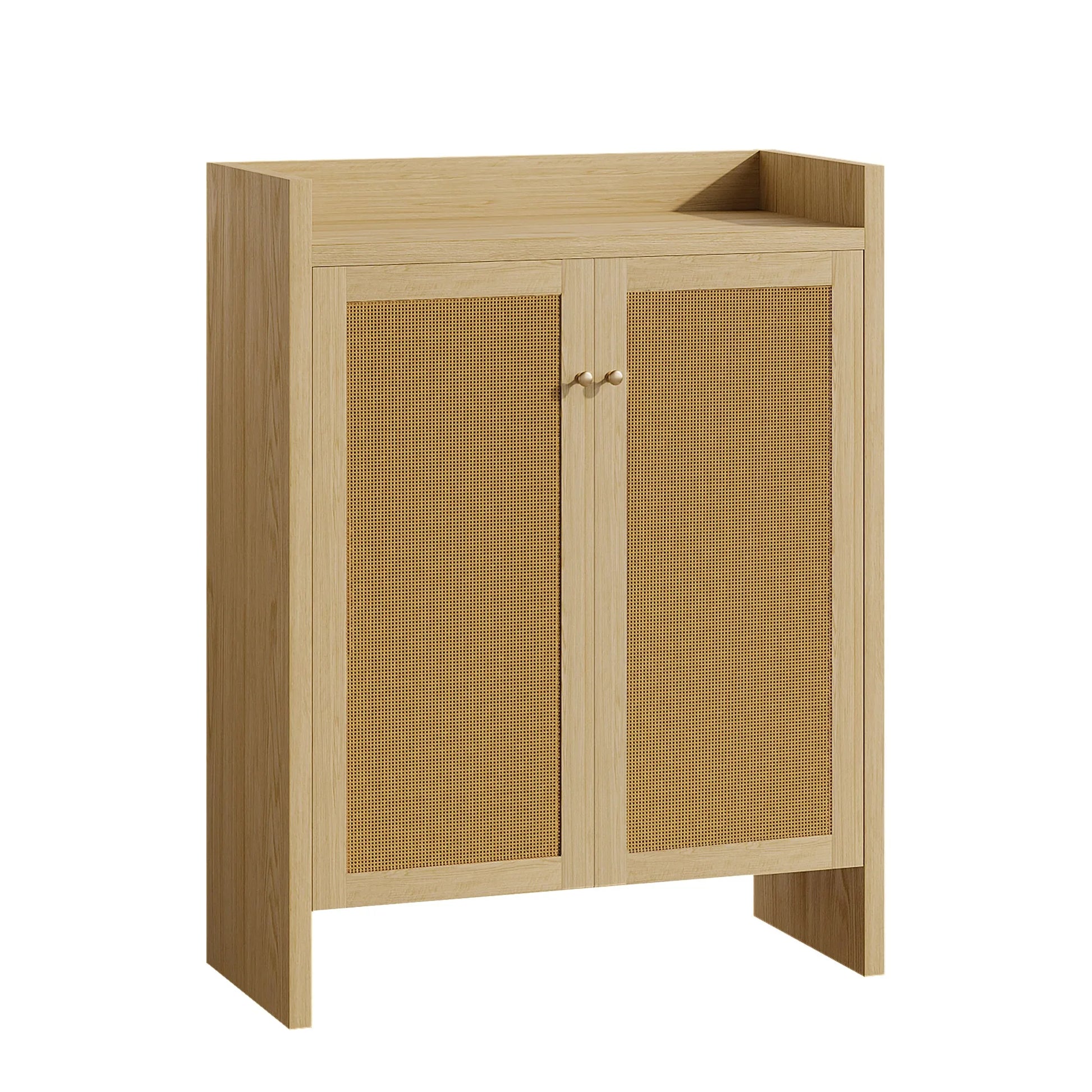 42.5' Tall Rattan Shoe Cabinet with Doors, 6-Tier Shoe Storage Cabinet with Adjustable Shelves, Wooden Freestanding Shoe Organizer Shoe Cabinet for Entryway, Hallway, Living Room (Natural) detail view 24