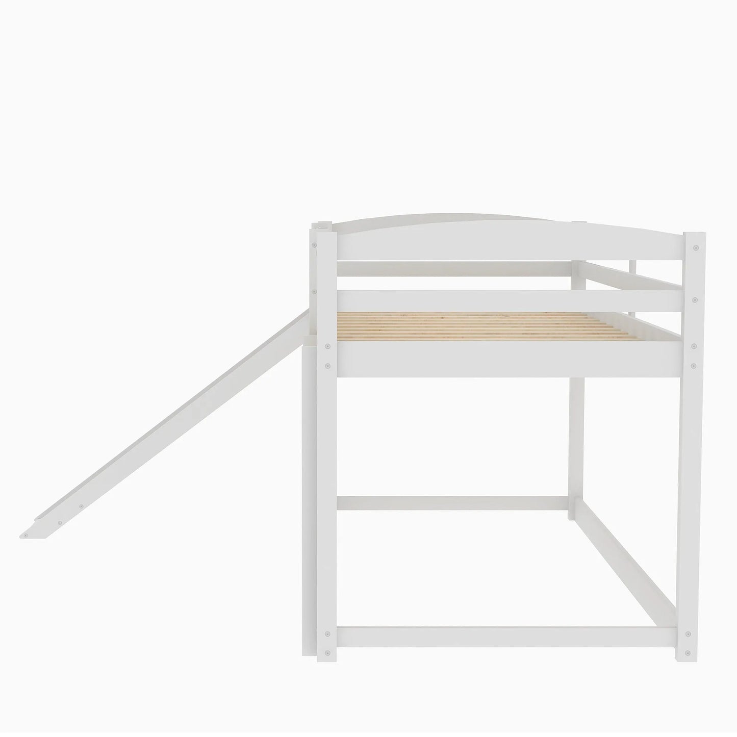White Twin over Twin Bunk Bed with Convertible Slide and Ladder, Pine Wood and MDF, 79.3''L x 84.4''W x 46.5''H detail view 8