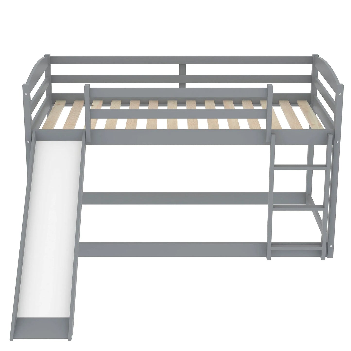 White Twin over Twin Bunk Bed with Convertible Slide and Ladder, Pine Wood and MDF, 79.3''L x 84.4''W x 46.5''H detail view 26
