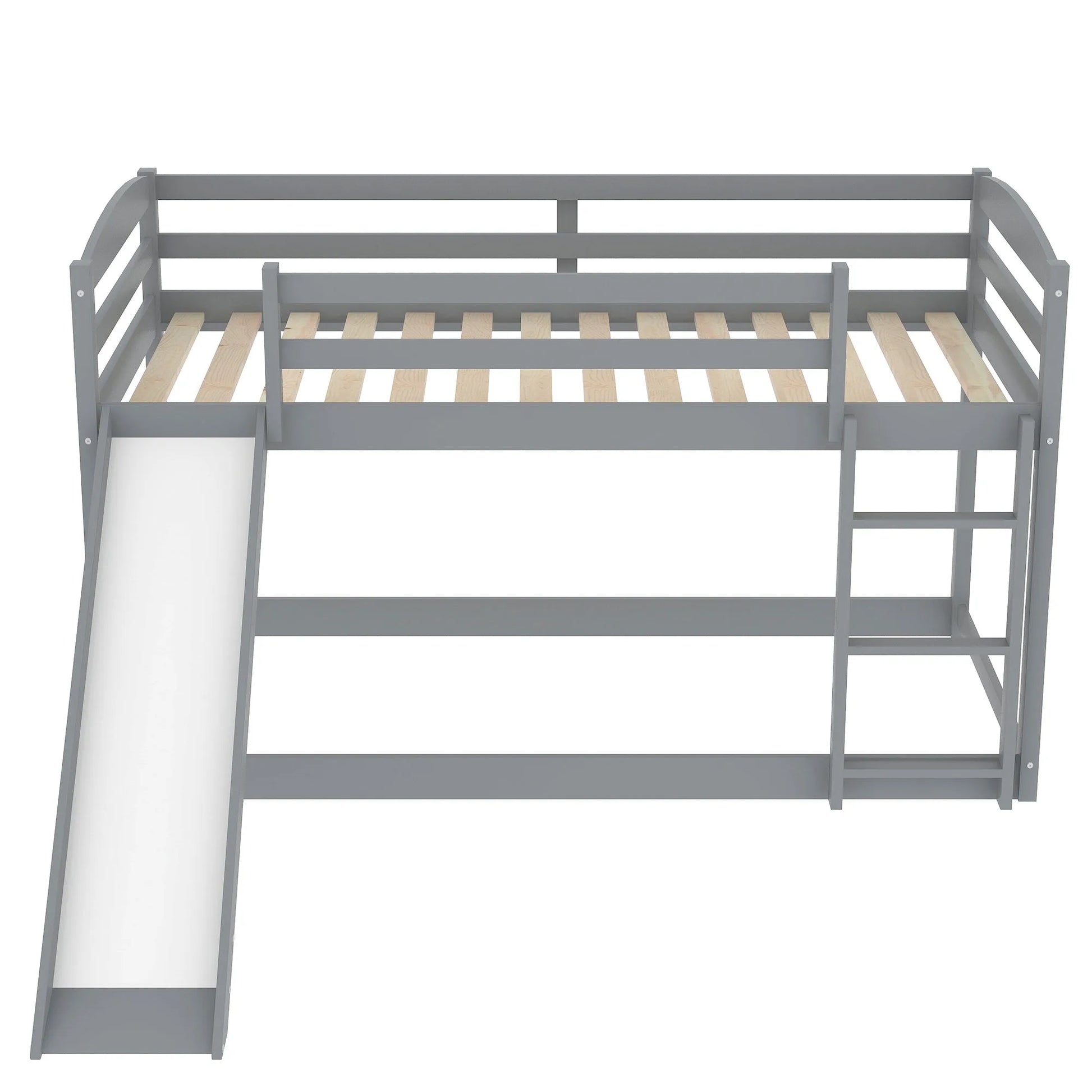 White Twin over Twin Bunk Bed with Convertible Slide and Ladder, Pine Wood and MDF, 79.3''L x 84.4''W x 46.5''H detail view 26