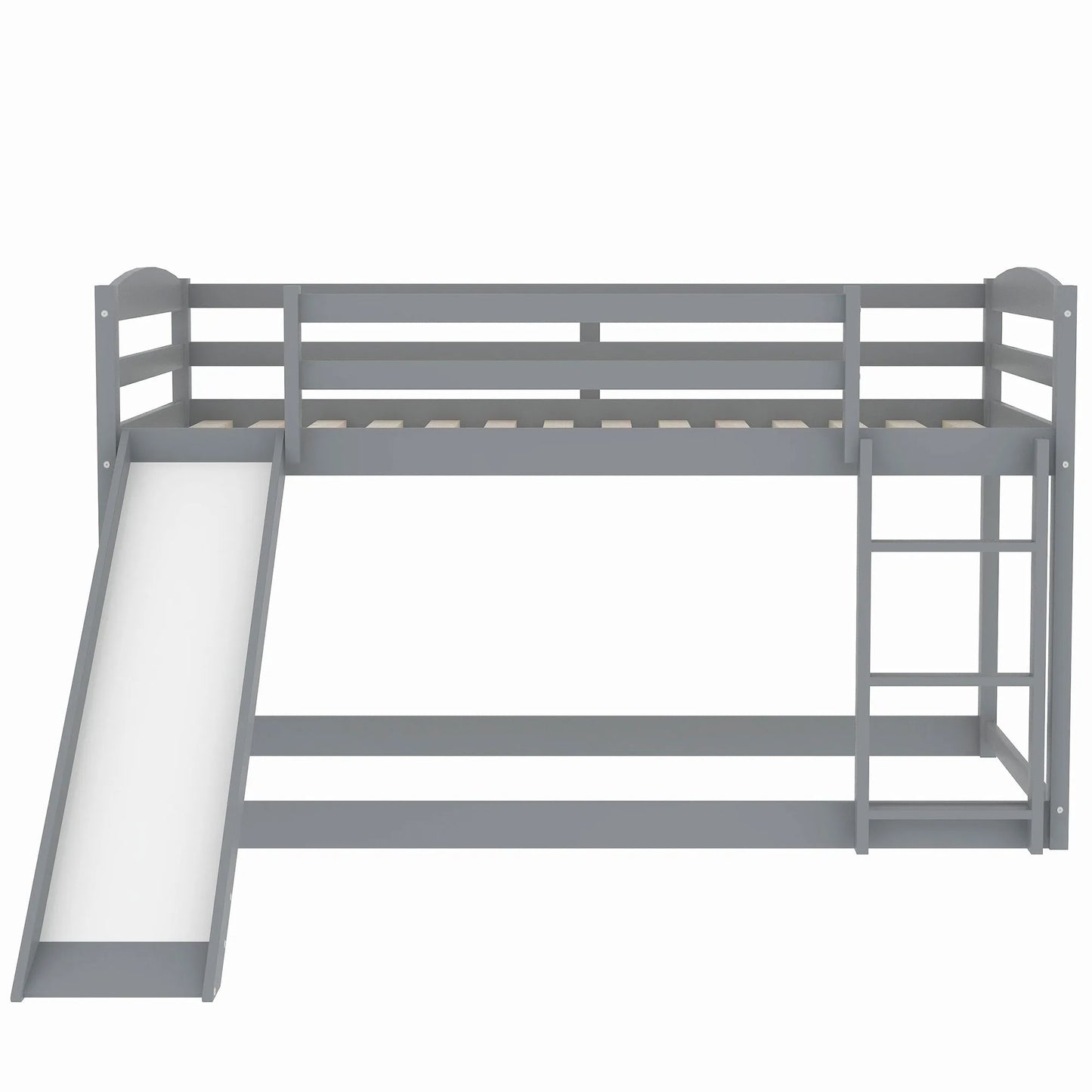 White Twin over Twin Bunk Bed with Convertible Slide and Ladder, Pine Wood and MDF, 79.3''L x 84.4''W x 46.5''H detail view 27