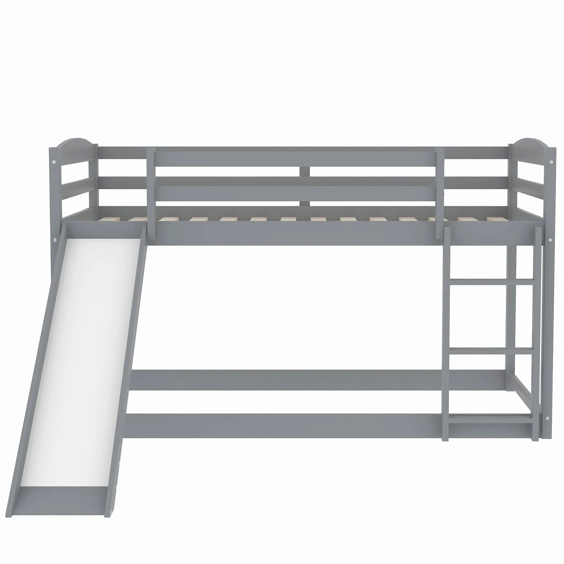 White Twin over Twin Bunk Bed with Convertible Slide and Ladder, Pine Wood and MDF, 79.3''L x 84.4''W x 46.5''H detail view 27