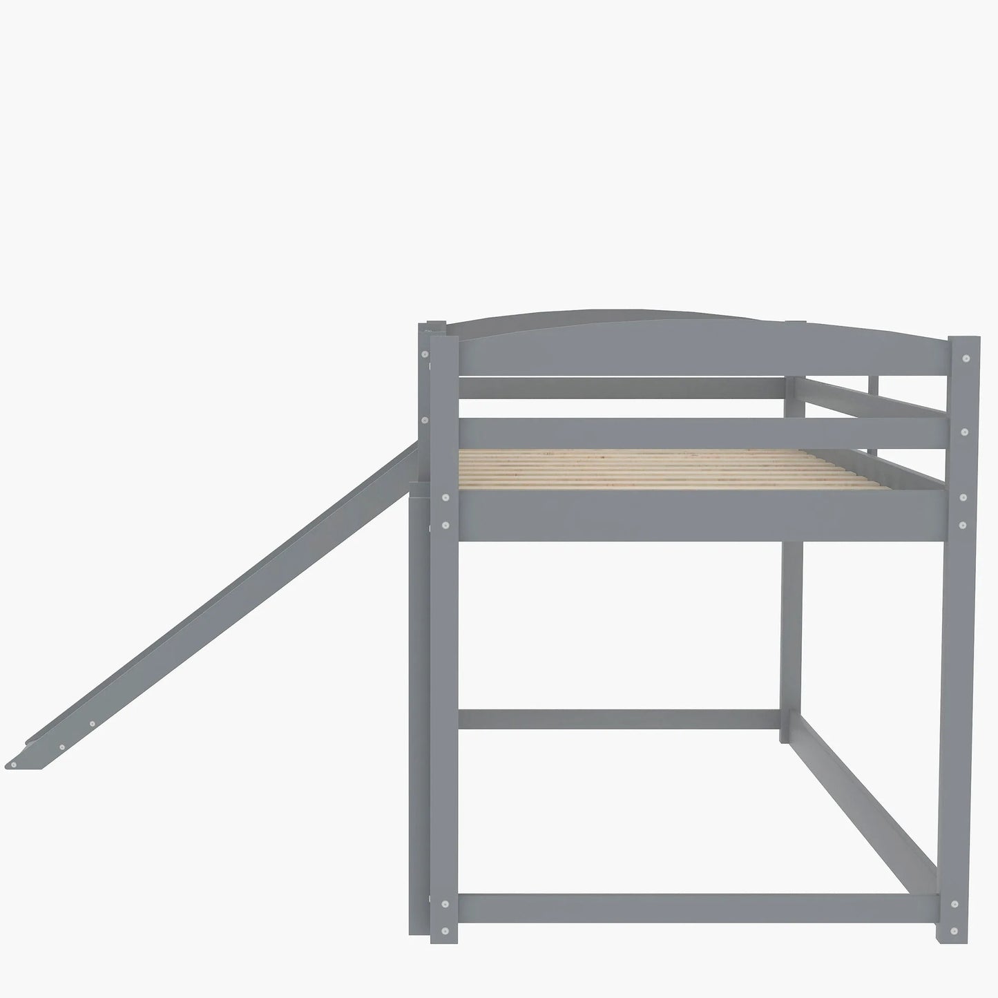 White Twin over Twin Bunk Bed with Convertible Slide and Ladder, Pine Wood and MDF, 79.3''L x 84.4''W x 46.5''H detail view 30