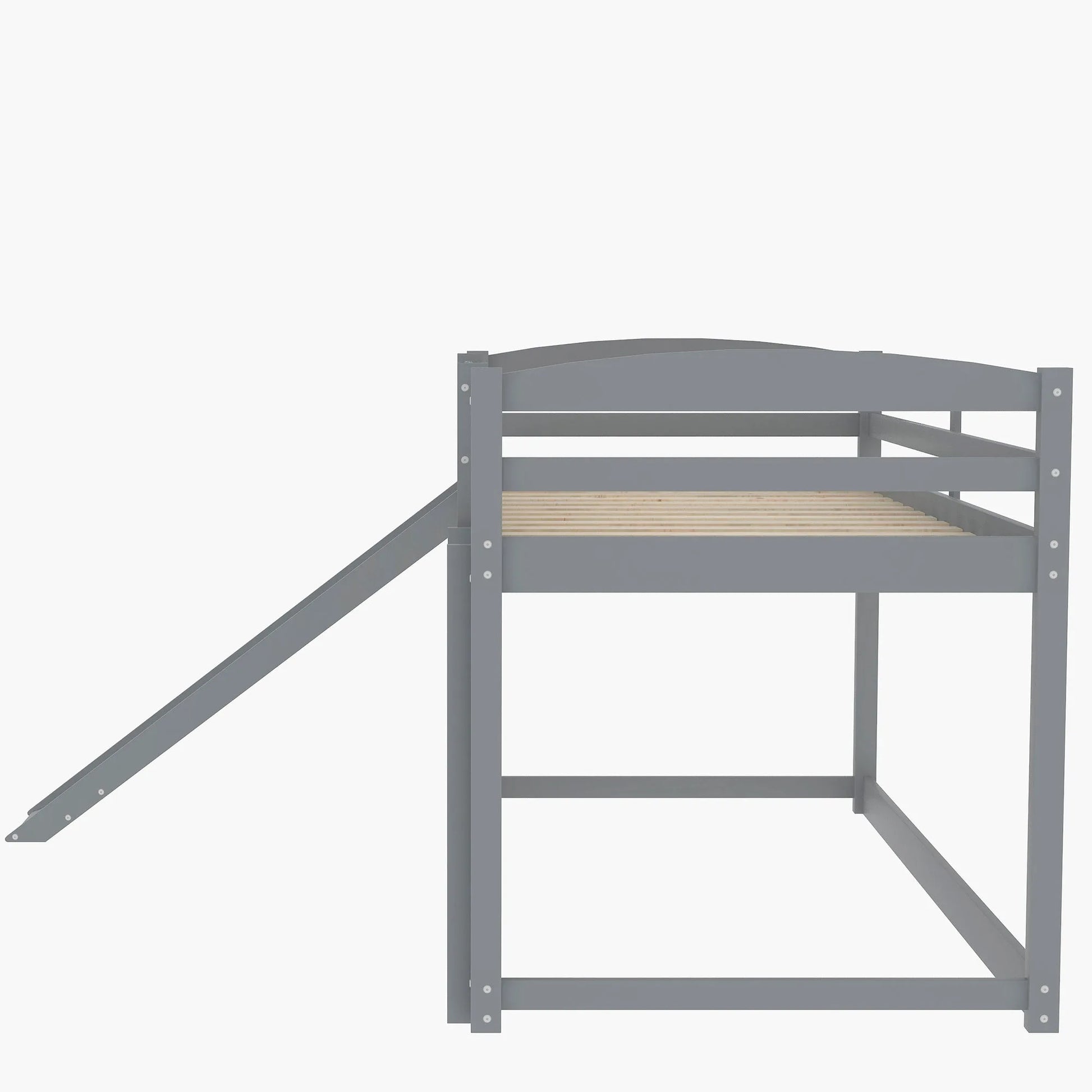 White Twin over Twin Bunk Bed with Convertible Slide and Ladder, Pine Wood and MDF, 79.3''L x 84.4''W x 46.5''H detail view 30