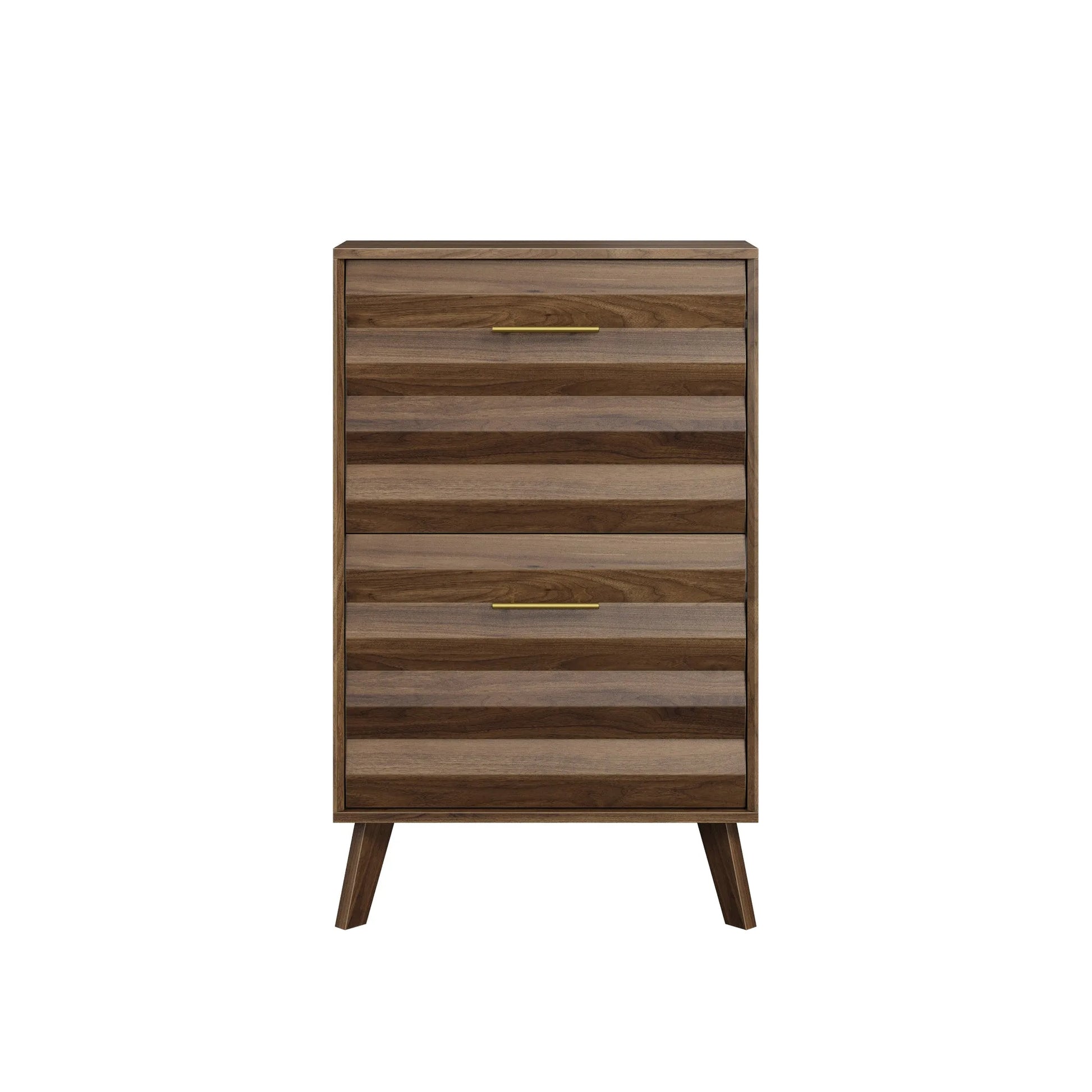 Oak Wood Slim Flip-Top Shoe Cabinet, Mid-Century Modern Freestanding Entryway Storage with Dual Tilt-Top Doors, Light Oak Finish, Particle Board+MDF, 23.6-inch detail view 29