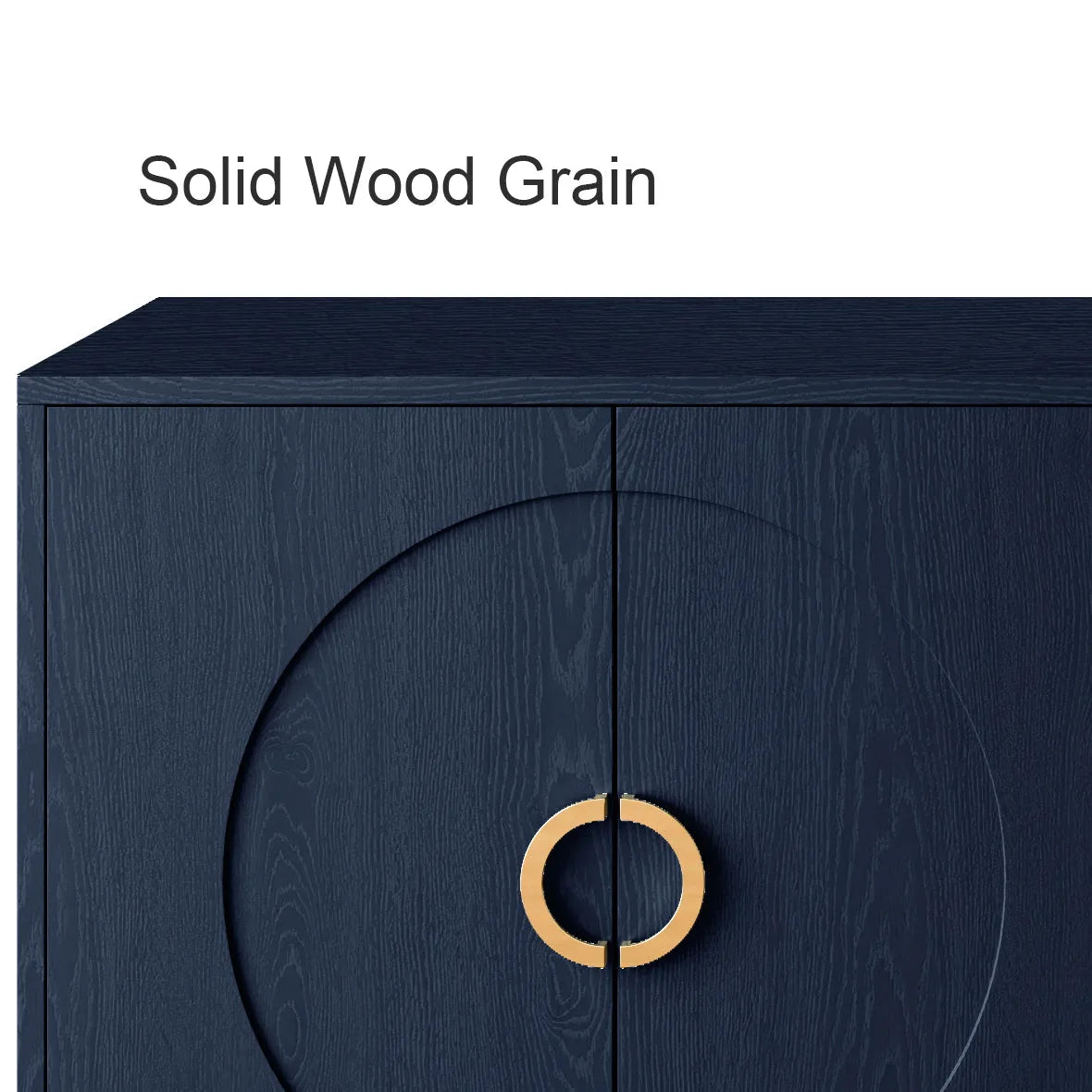 Modern Lacquered 4 Door Wooden Cabinet Sideboard Buffet Server Cabinet Storage Cabinet, for Living Room, Entryway, Hallway, Office, Kitchen and Dining Room, Navy Blue detail view 5