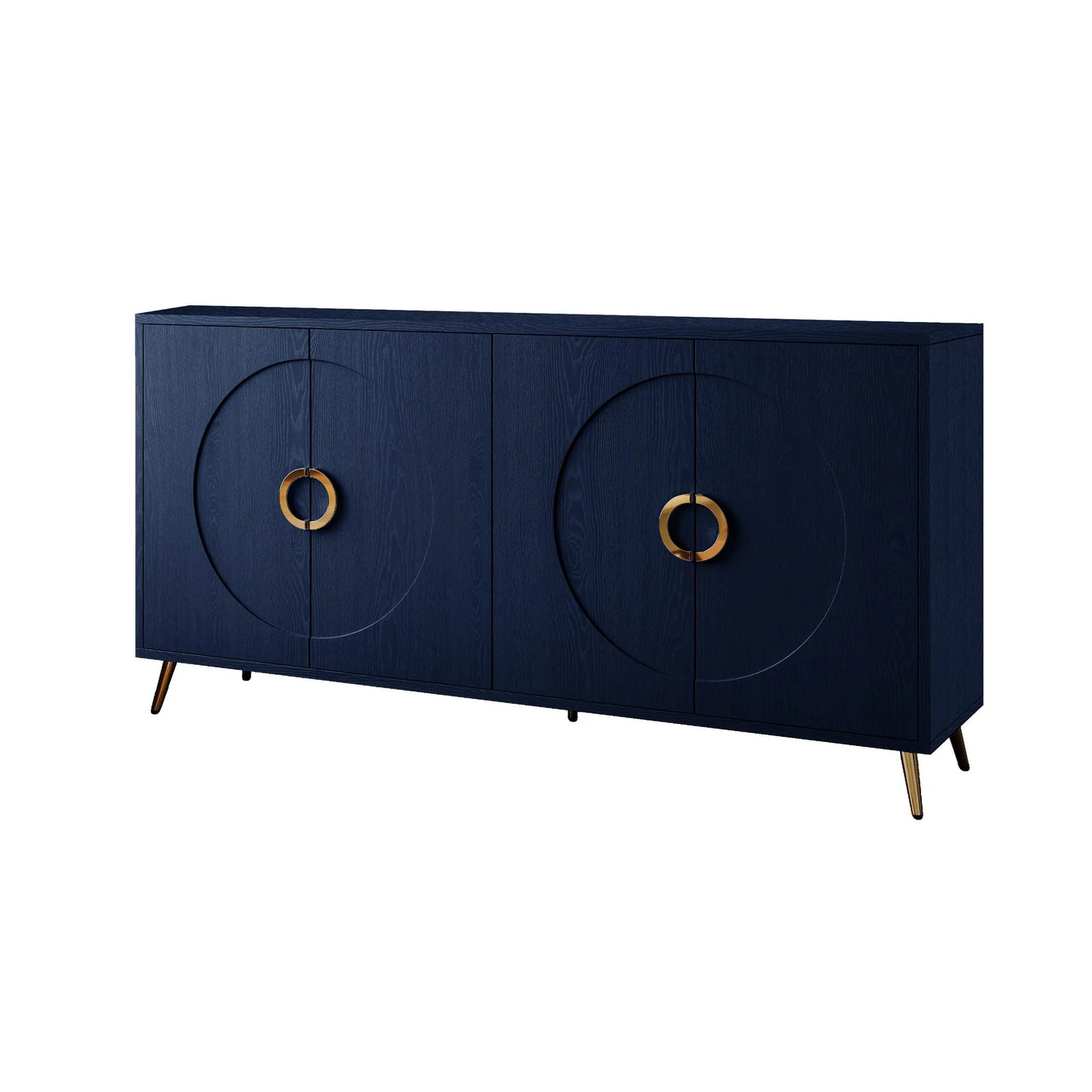 Modern Lacquered 4 Door Wooden Cabinet Sideboard Buffet Server Cabinet Storage Cabinet, for Living Room, Entryway, Hallway, Office, Kitchen and Dining Room, Navy Blue detail view 10