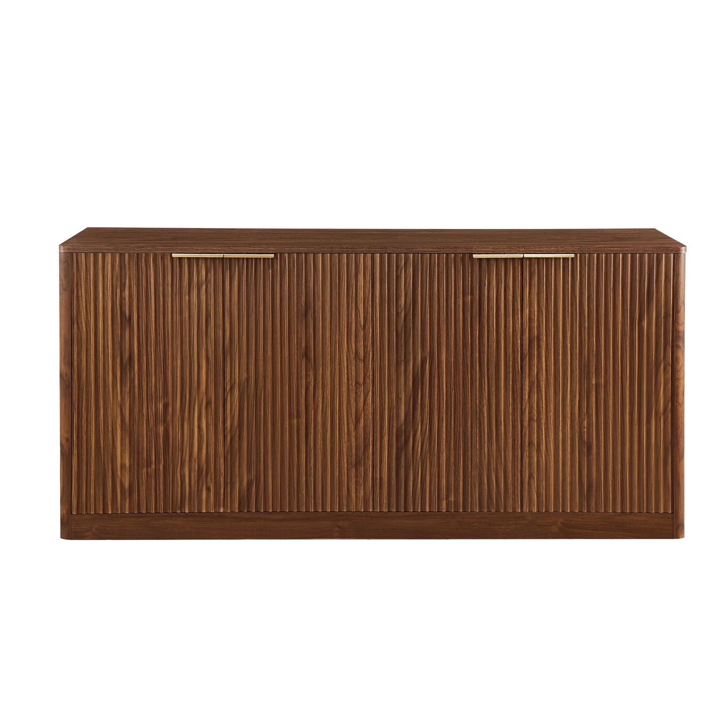 59-inch modern wavy sideboard, curved contour design storage cabinet, 4-door cabinet with storage function, suitable for kitchen/bedroom/living room, Walnut, 59.0'L x 15.7'W x 27.7'H detail view 8