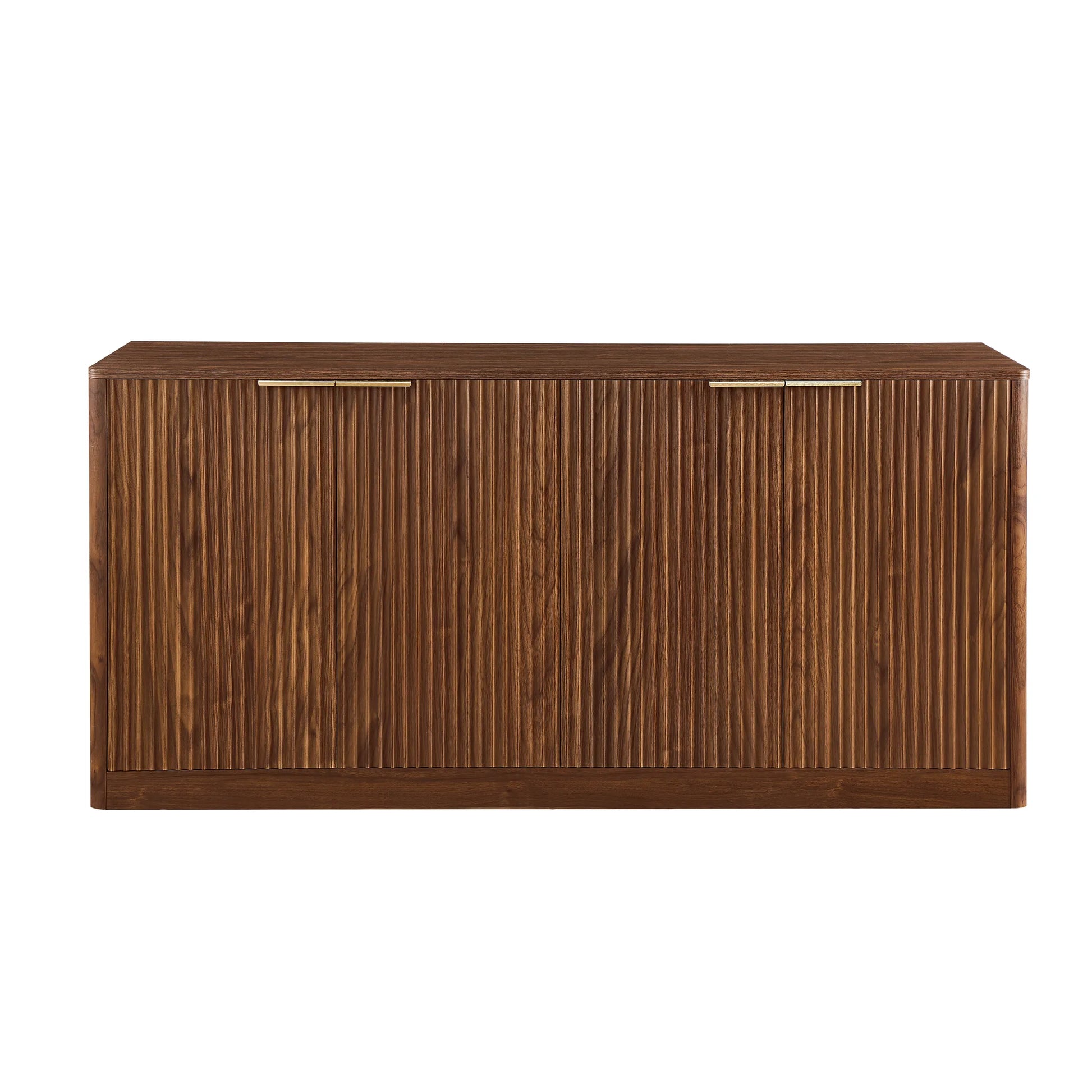 59-inch modern wavy sideboard, curved contour design storage cabinet, 4-door cabinet with storage function, suitable for kitchen/bedroom/living room, Walnut, 59.0'L x 15.7'W x 27.7'H detail view 8
