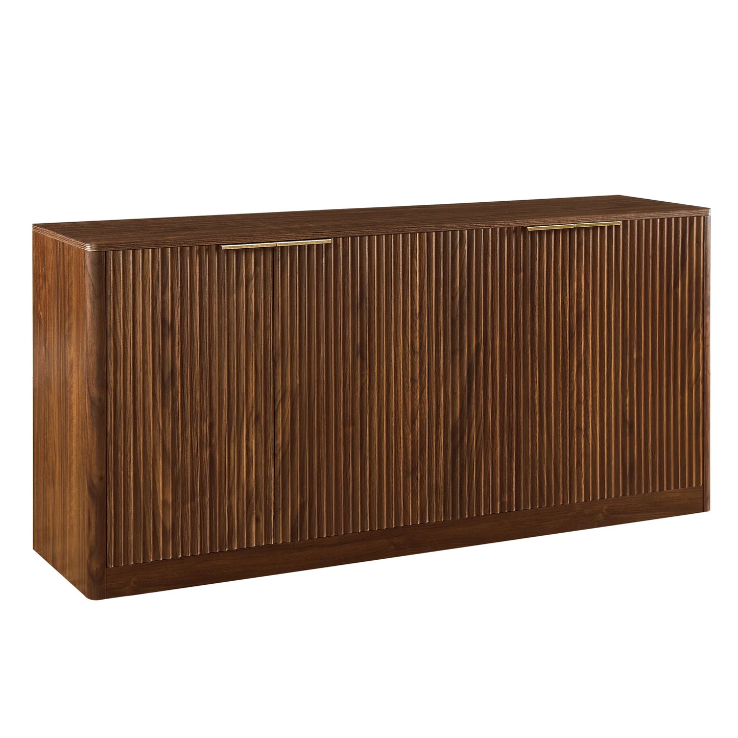 59-inch modern wavy sideboard, curved contour design storage cabinet, 4-door cabinet with storage function, suitable for kitchen/bedroom/living room, Walnut, 59.0'L x 15.7'W x 27.7'H detail view 9